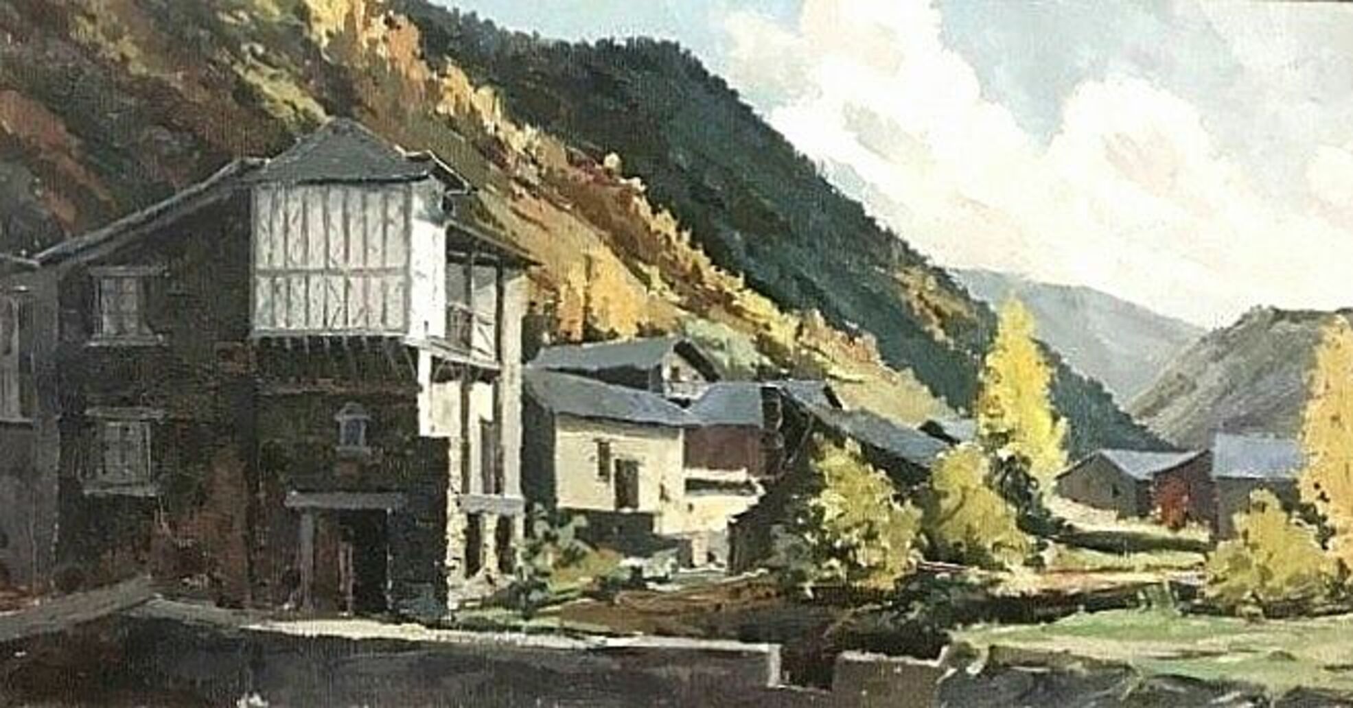 Un oli amb un paisatge de la Cortinada. Un oli amb un paisatge de la Cortinada.