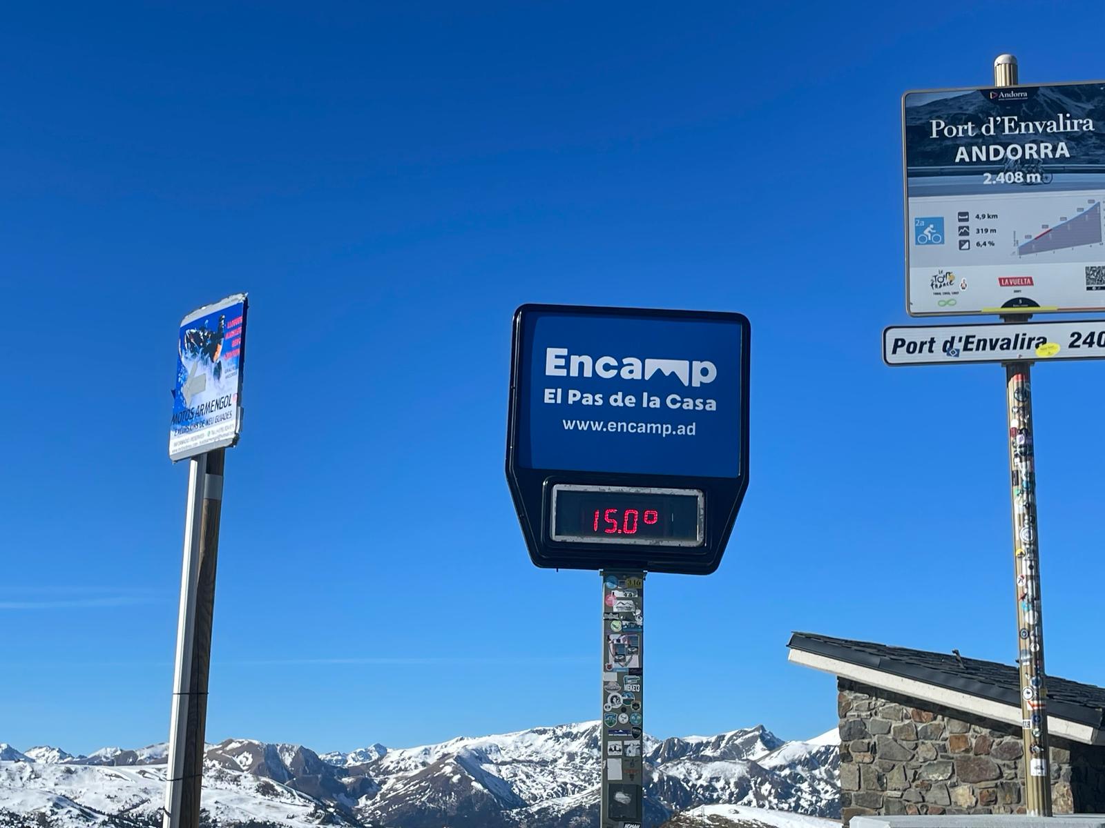 Al port d'Envalira es van arribar als 15 graus.
