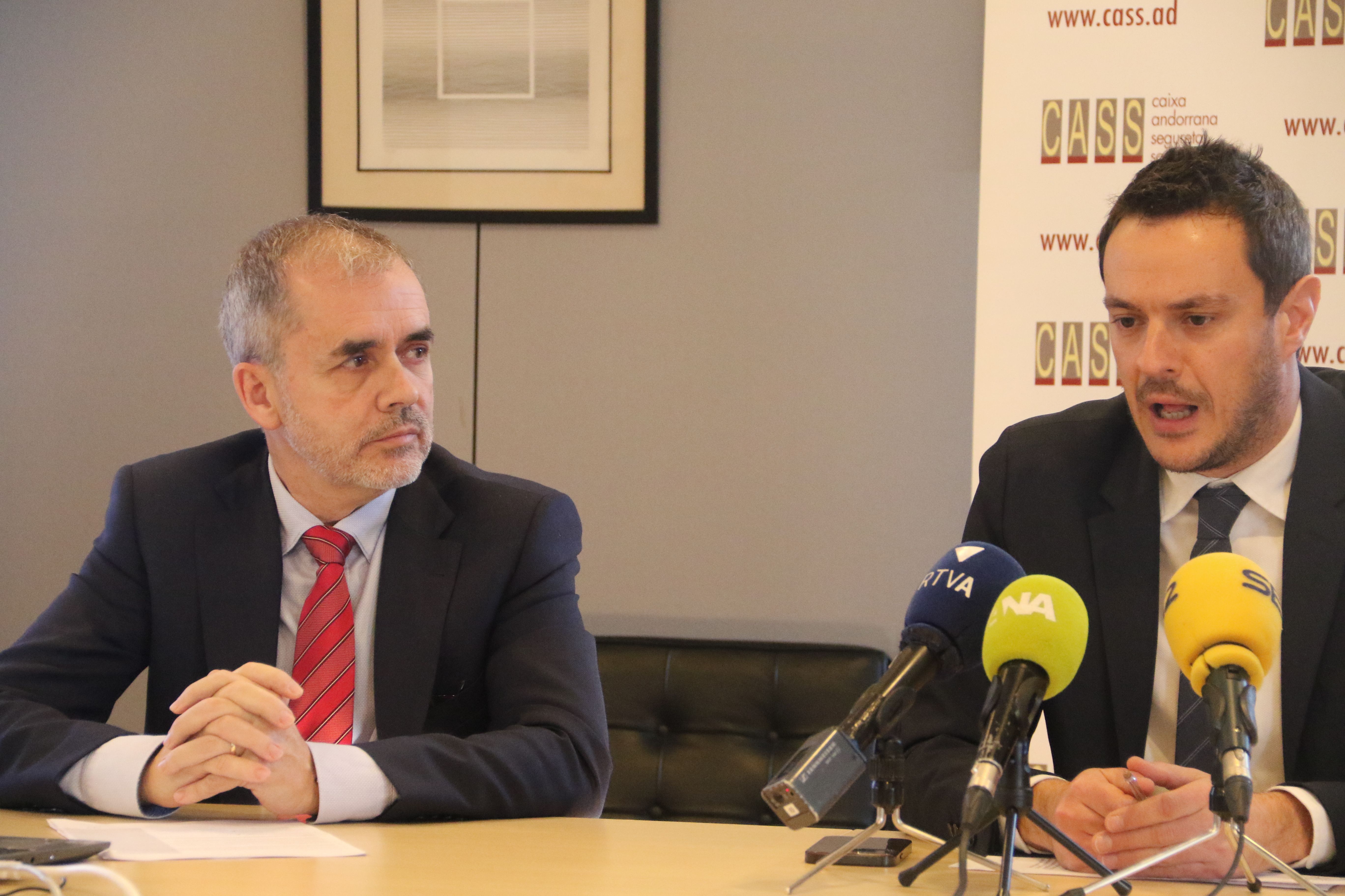 Josep Escoriza i Marc Galabert durant la compareixença del passat divendres. Josep Escoriza i Marc Galabert durant la compareixença del passat divendres.