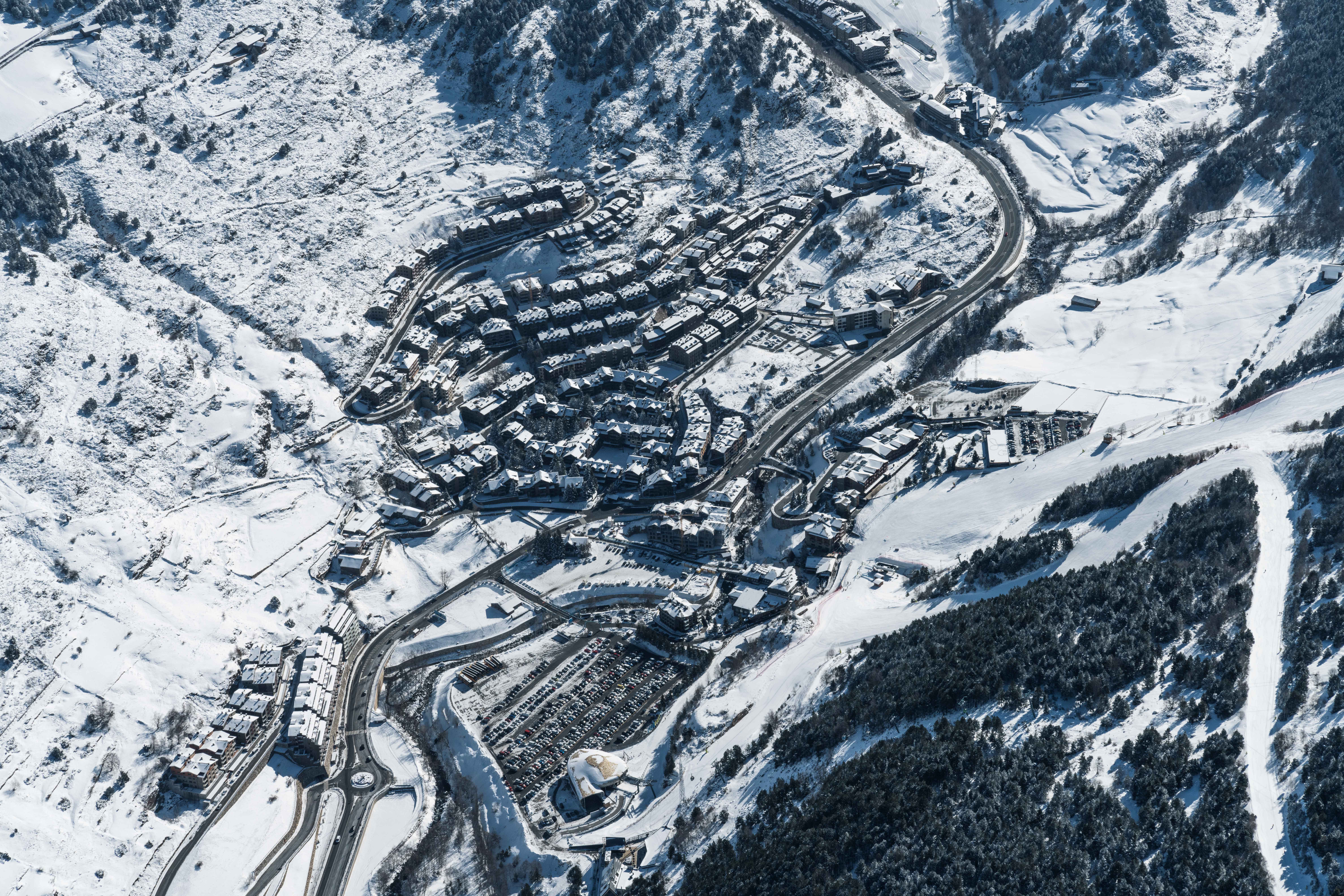 Una vista àeria de les zones de Soldeu i el Tarter.