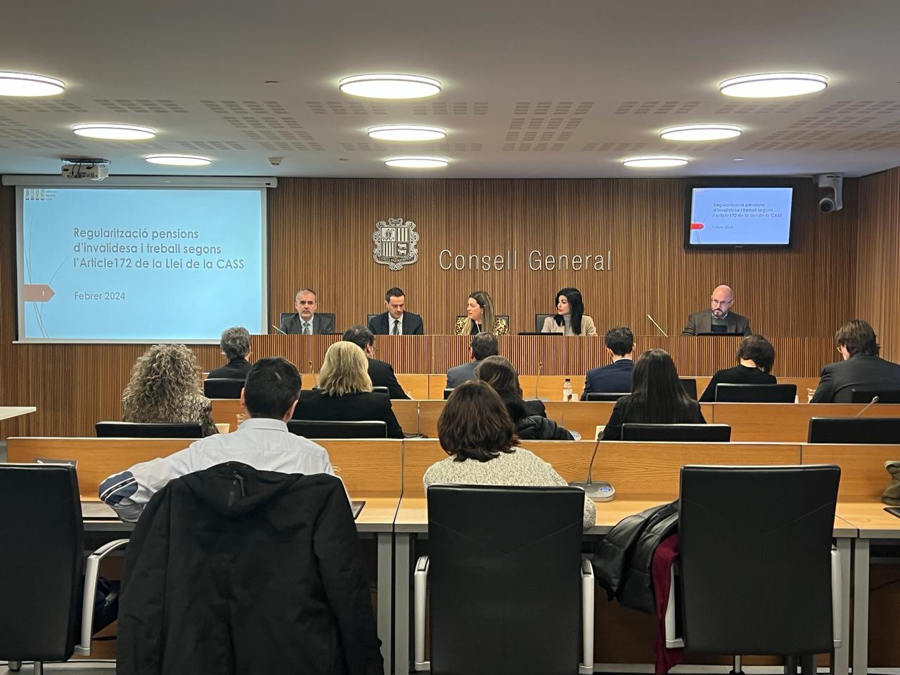 Un moment de la compareixença al Consell General.