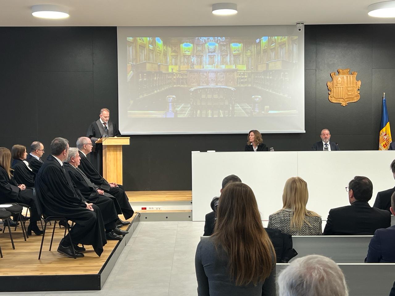 Xavier Sopena adreçant-se als presents a l'acte de l'Obertura de l'Any Judicial.