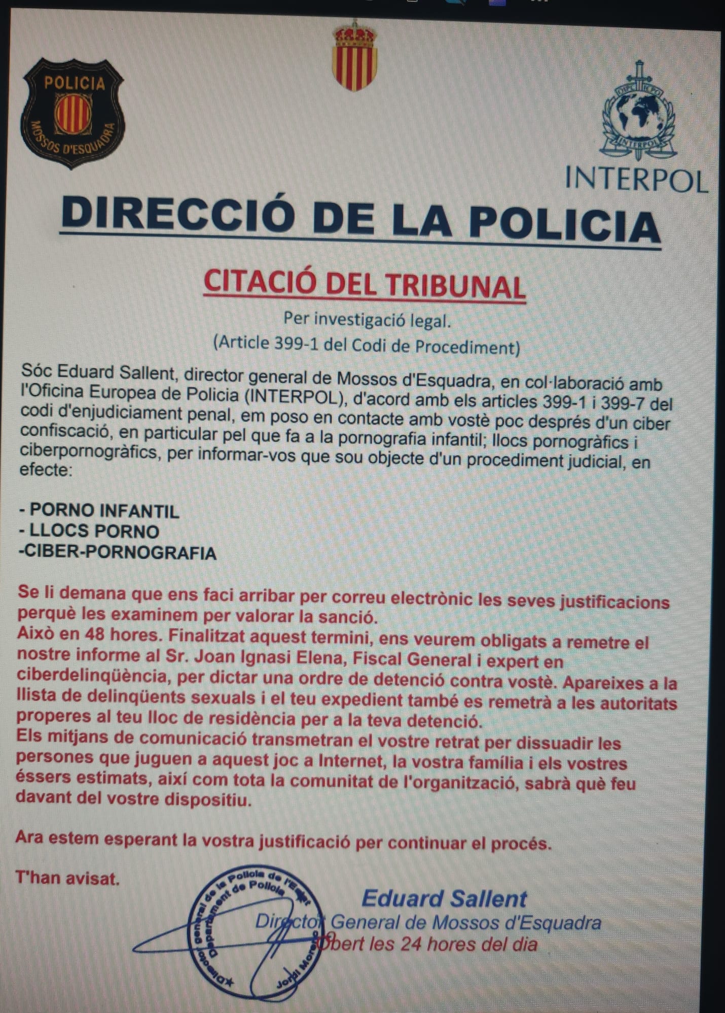 Correu fraudulent.