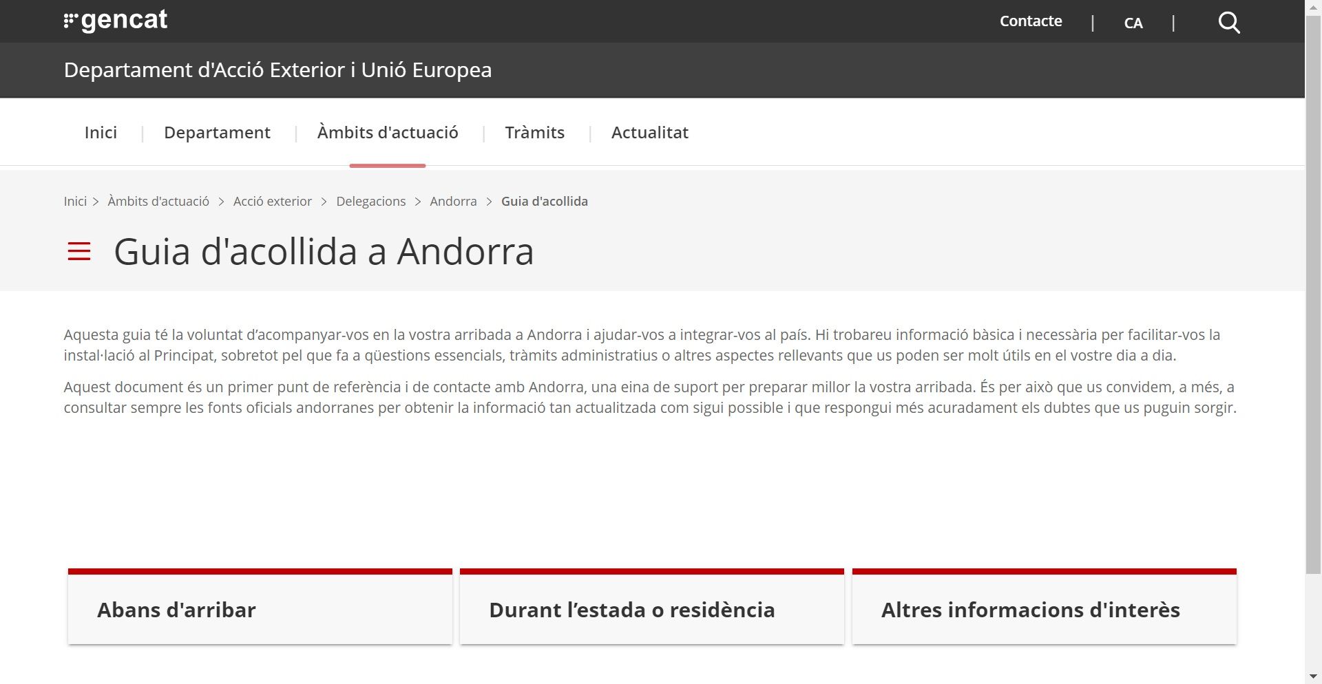 La pàgina web on es pot trobar la guia.
