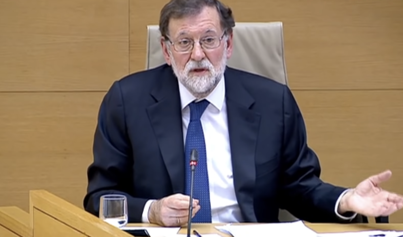 M. Rajoy durant la compareixença que va fer en una de les cites de l''Operació Catalunya'.