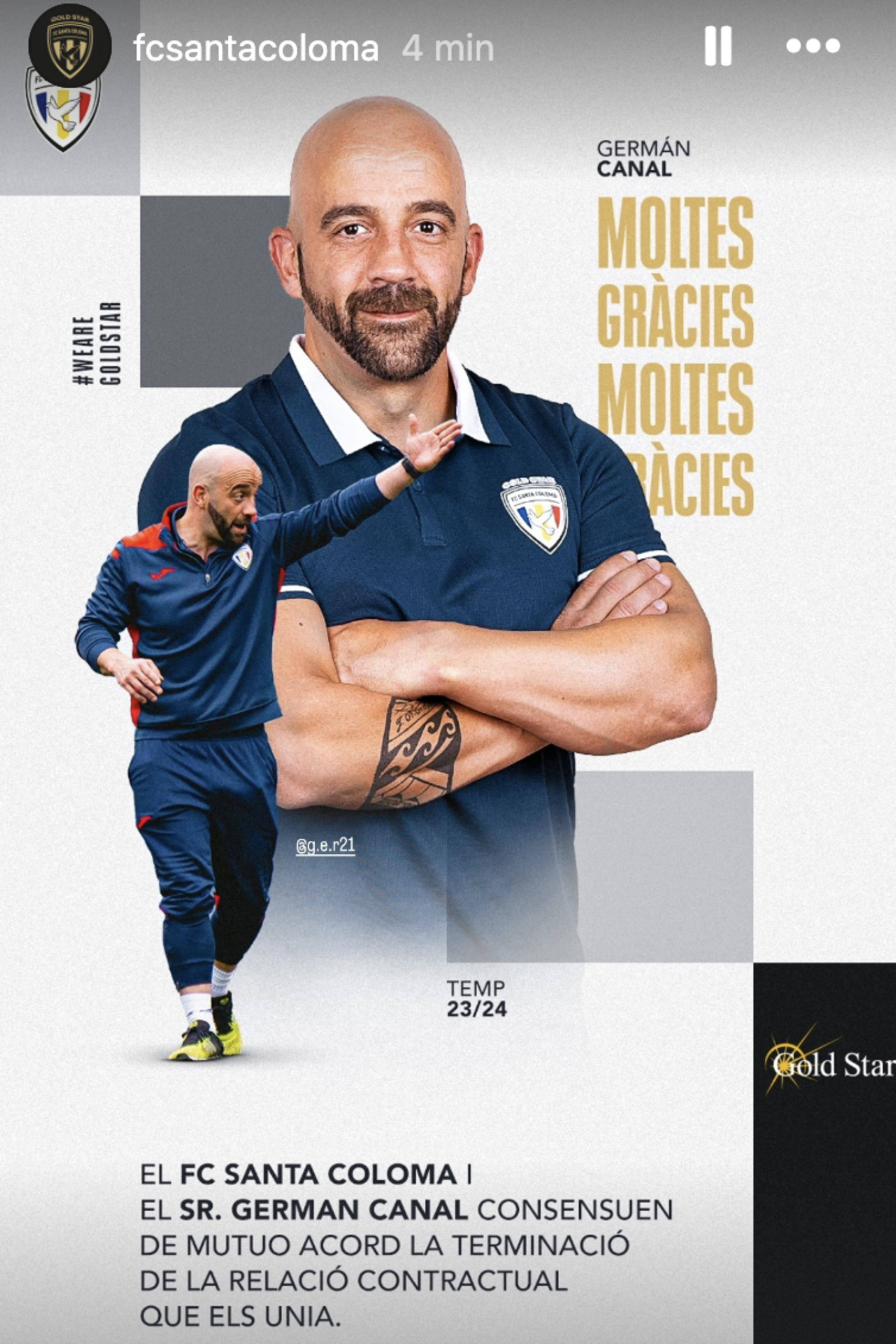 L'FC Santa Coloma ha publicitat l'acord a través de les xarxes socials.
