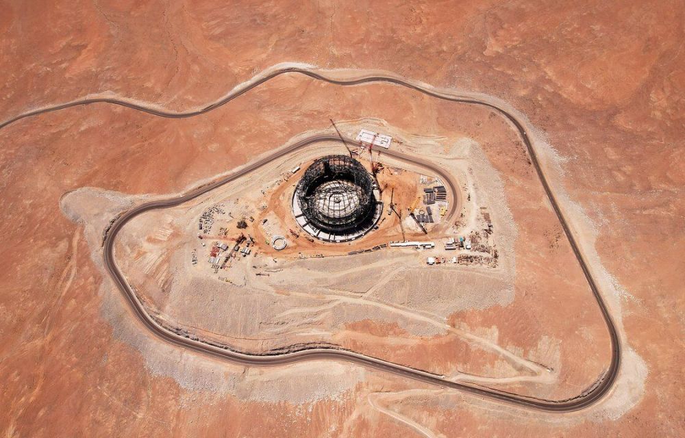 Vista aérea de la construcció del ELT al desembre del 2023 - Crèdit: ESO