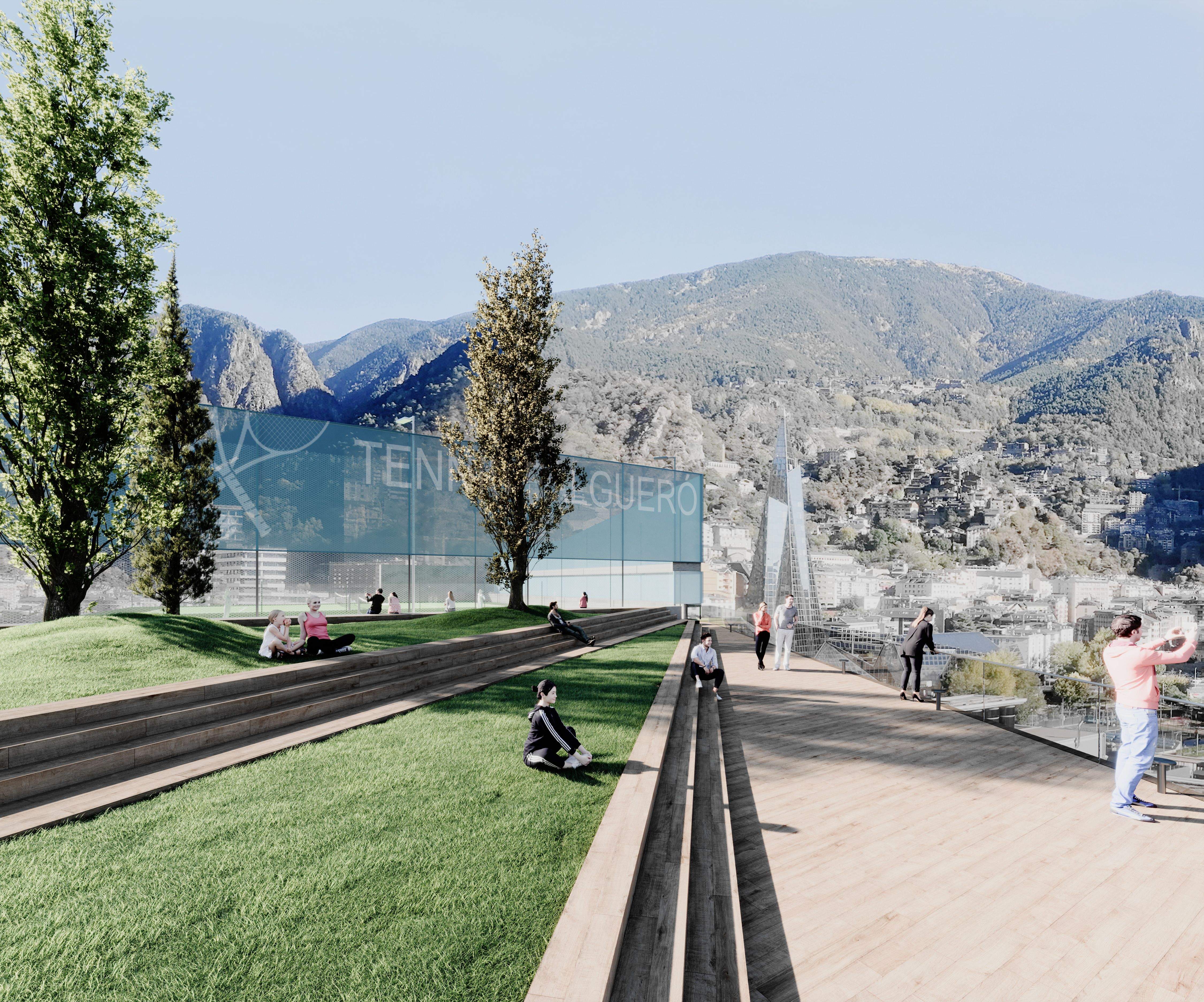 Zona enjardinada de la coberta.