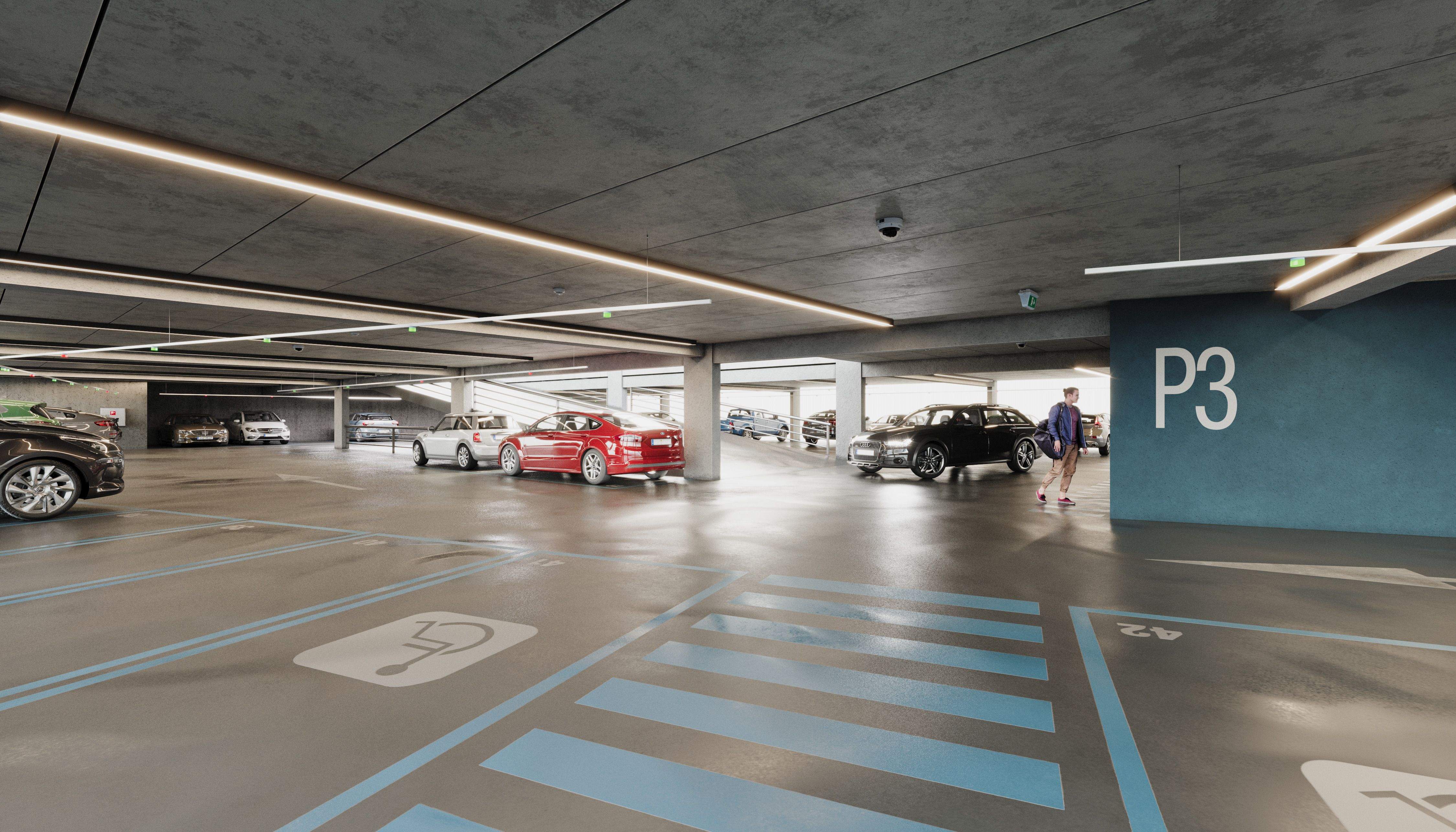 Recreació de com serà l'aparcament per dins.