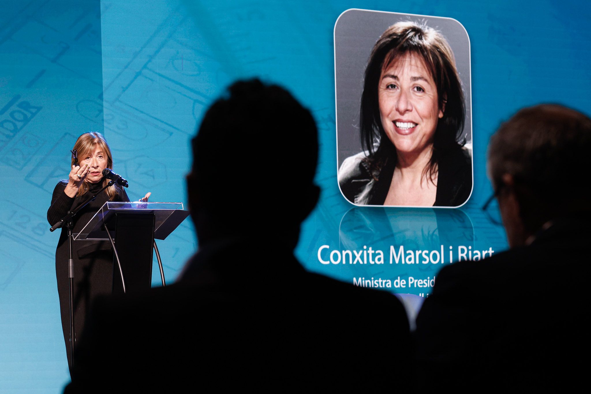 Conxita Marsol durant la cloenda de la Jornada sobre l'habitatge d'Andorra.