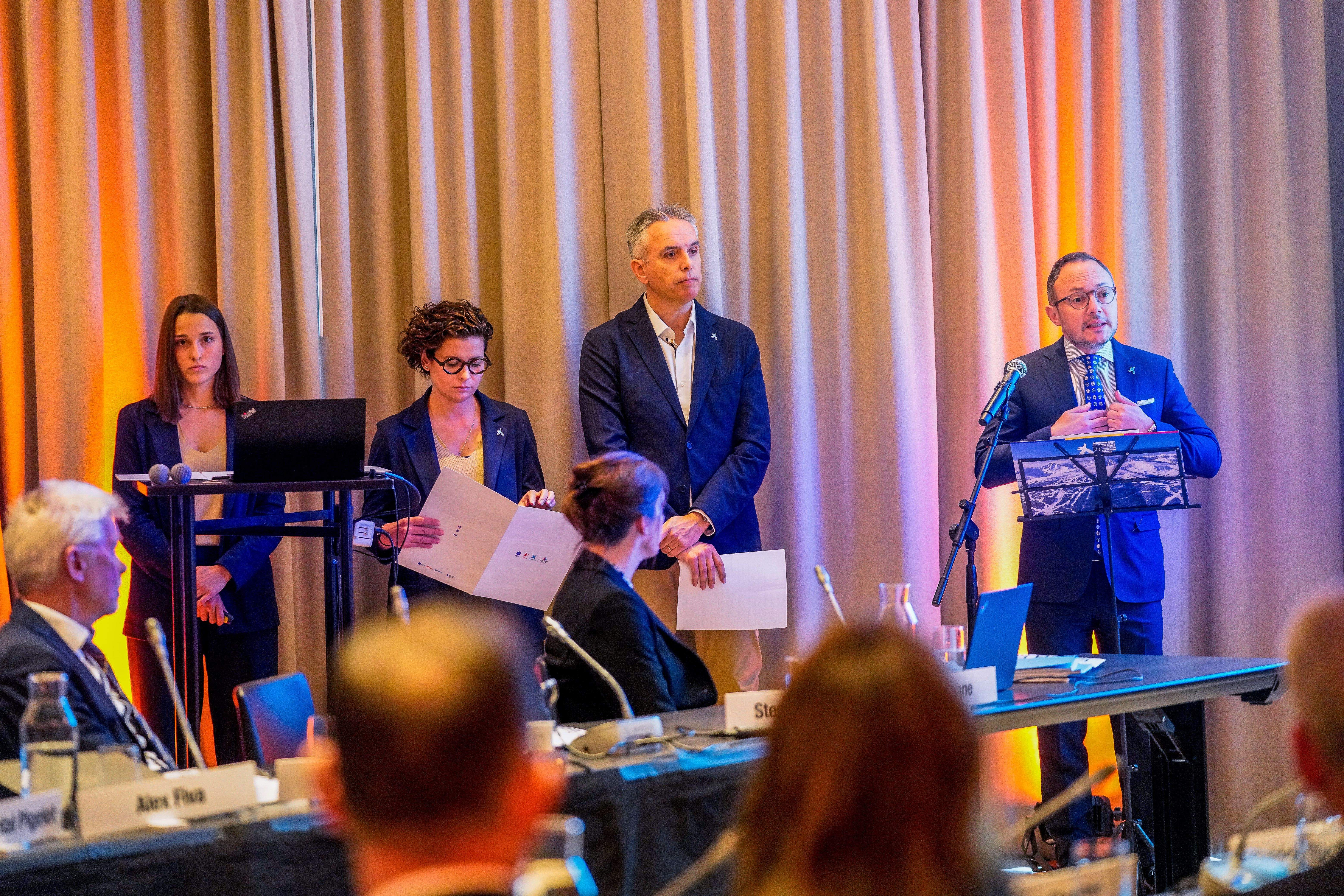 Xavier Espot dimarts a la capital islandesa durant l'exposició del projecte d'Andorra 2029.