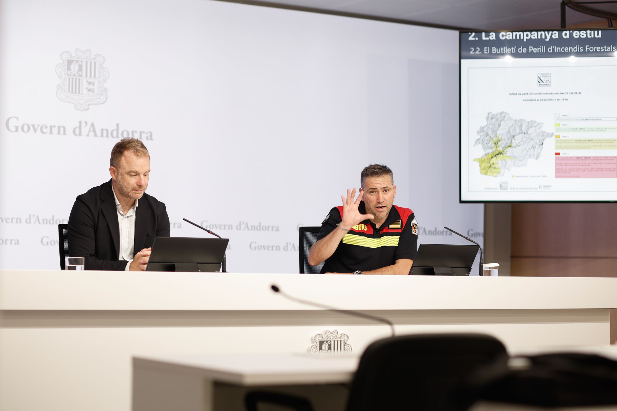 Cristian Pons i Jordi Farré en la roda de premsa d'aquest dijous.