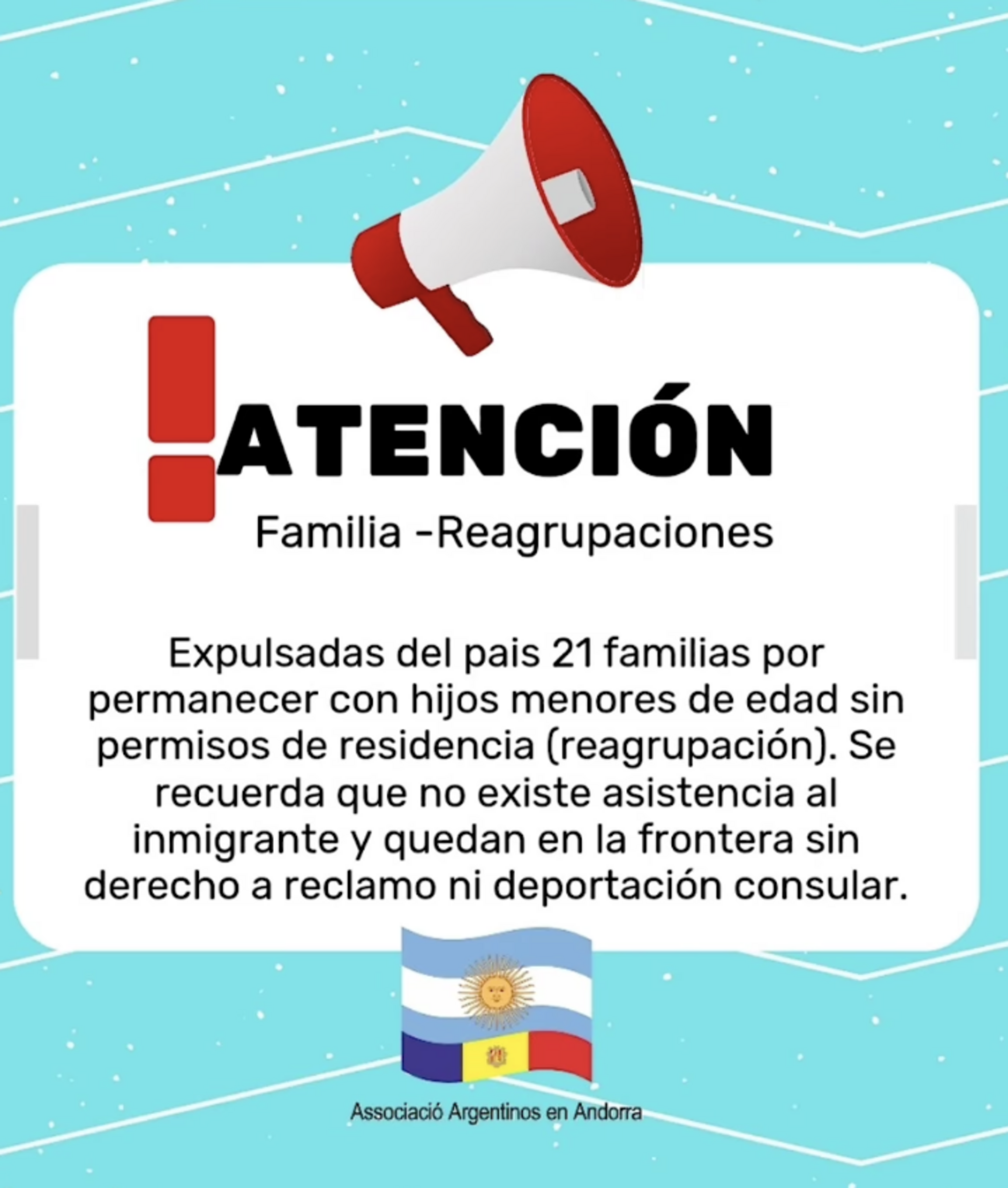 L'advertència a les xarxes socials d'Argentinos en Andorra.