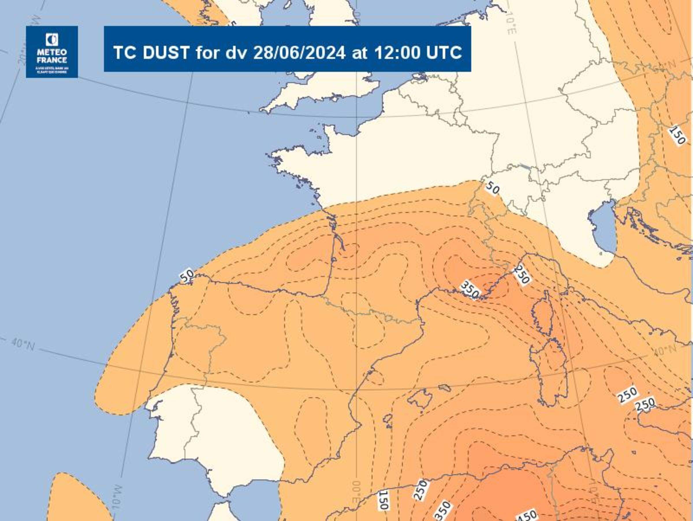 Mapa d'afectació de la pols en suspensió.