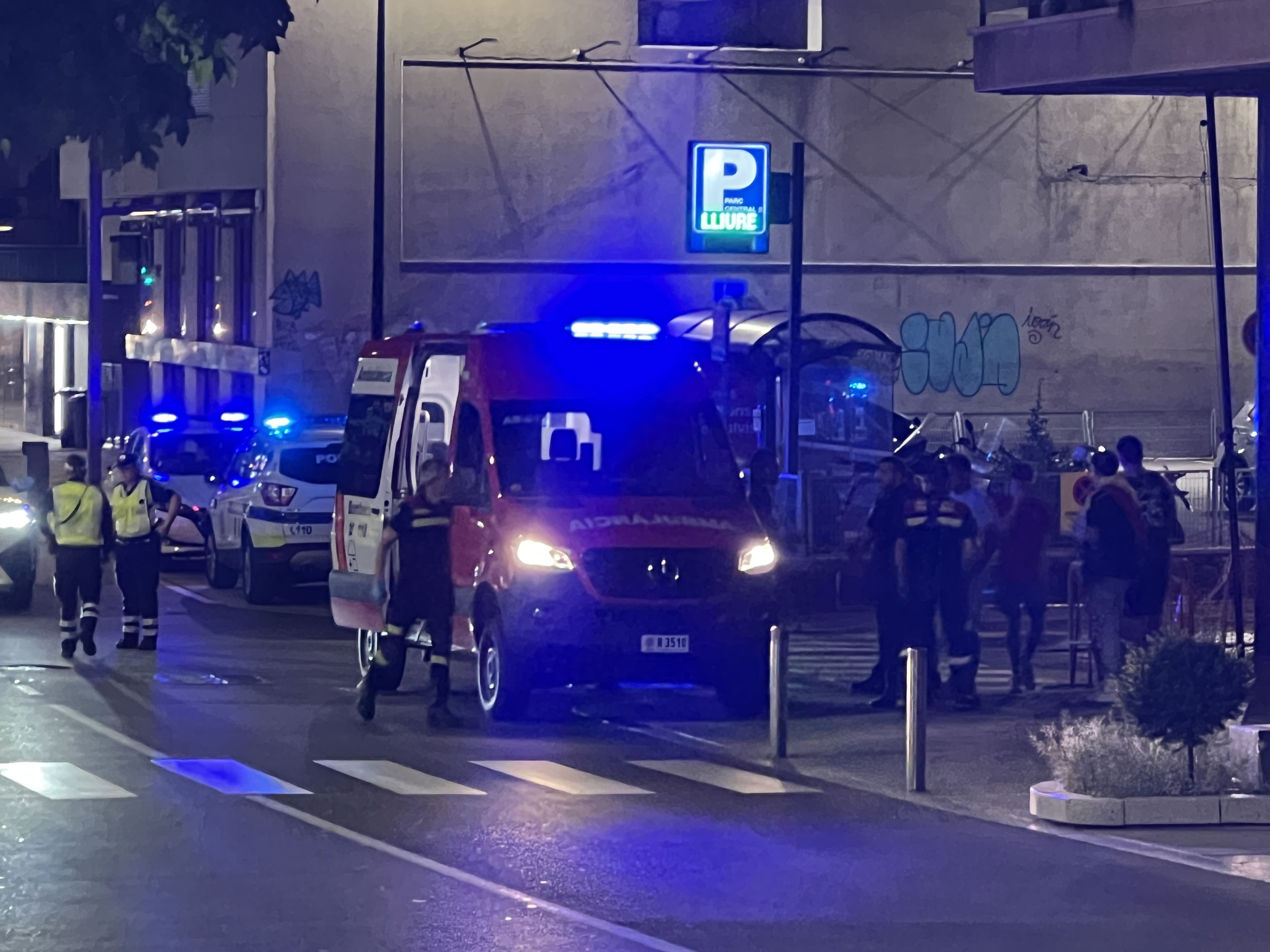 Cossos de seguretat i emergència al lloc on hi havia els implicats en la topada.