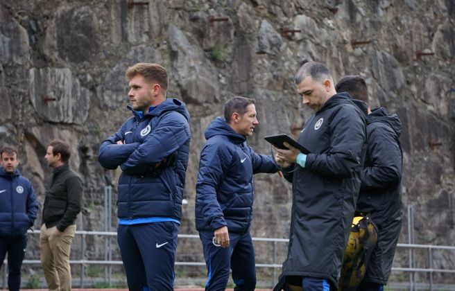 Marcos Reina, al costat de Ferran Costa en un entrenament del curs passat. Marcos Reina, al costat de Ferran Costa en un entrenament del curs passat.