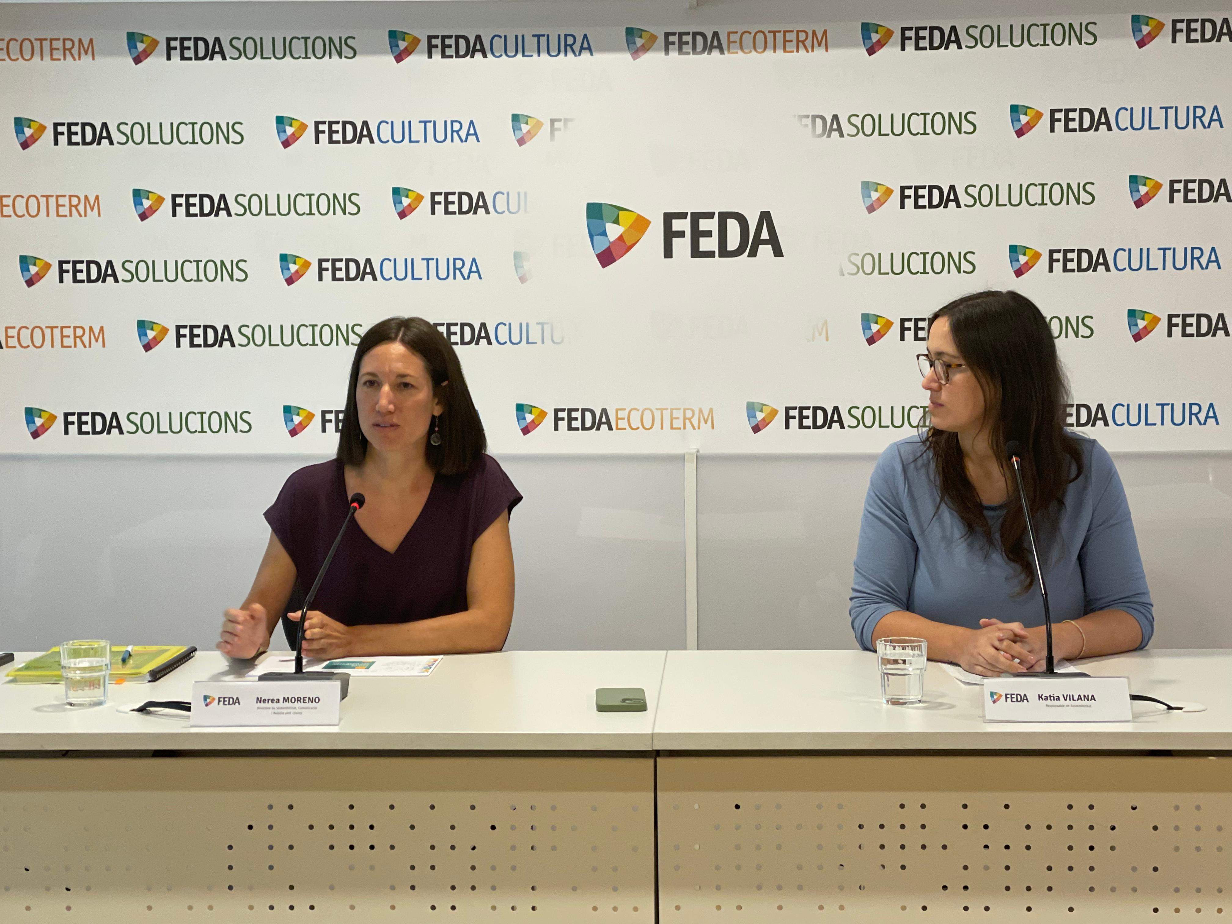 NEREA MORENO I KATIA VILANA DURANT LA COMPAREIXENÇA D'AQUEST MATÍ.