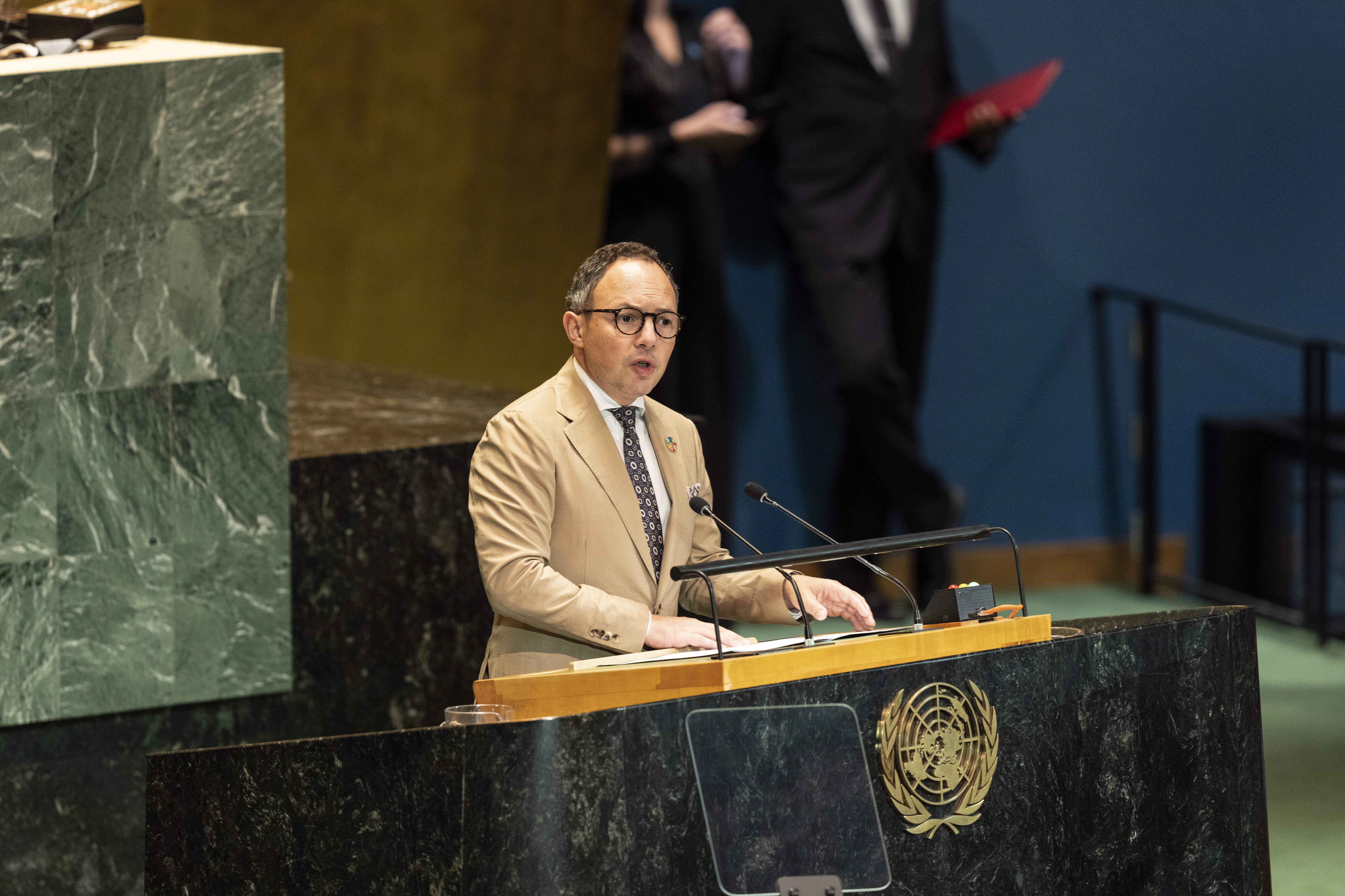 El cap de Govern, Xavier Espot, durant la seva intervenció a la Cimera del Futur.