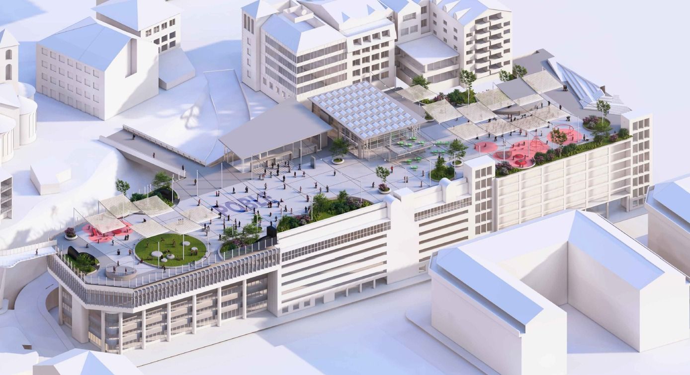 Vista aèria de com ha de quedar la futura plaça del Poble.