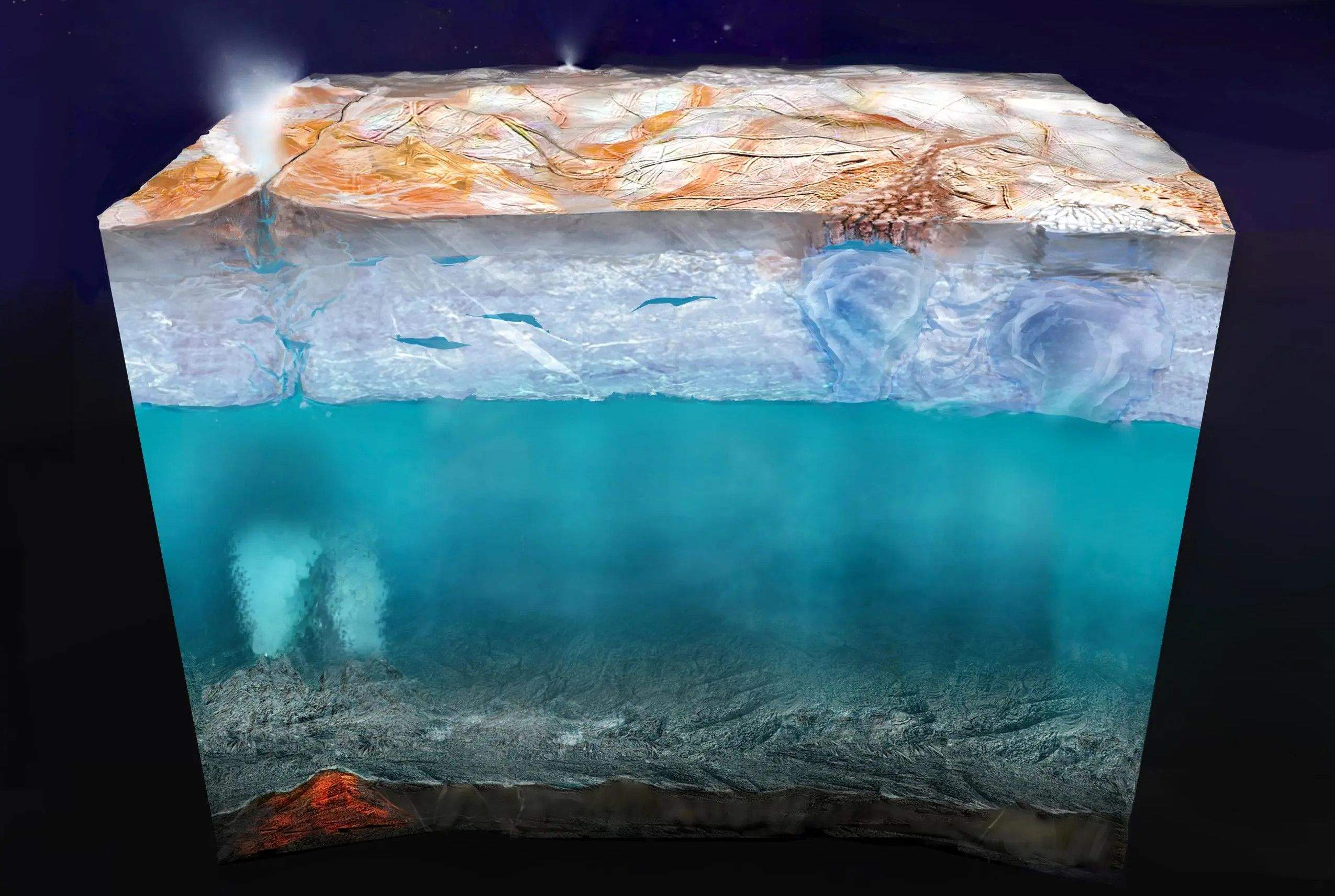 Visió artística del que podria ser l'interior d'Europa - Crèdit: NASA/JPL-Caltech La portaveu del Sindicat, Rebeca Bonache.