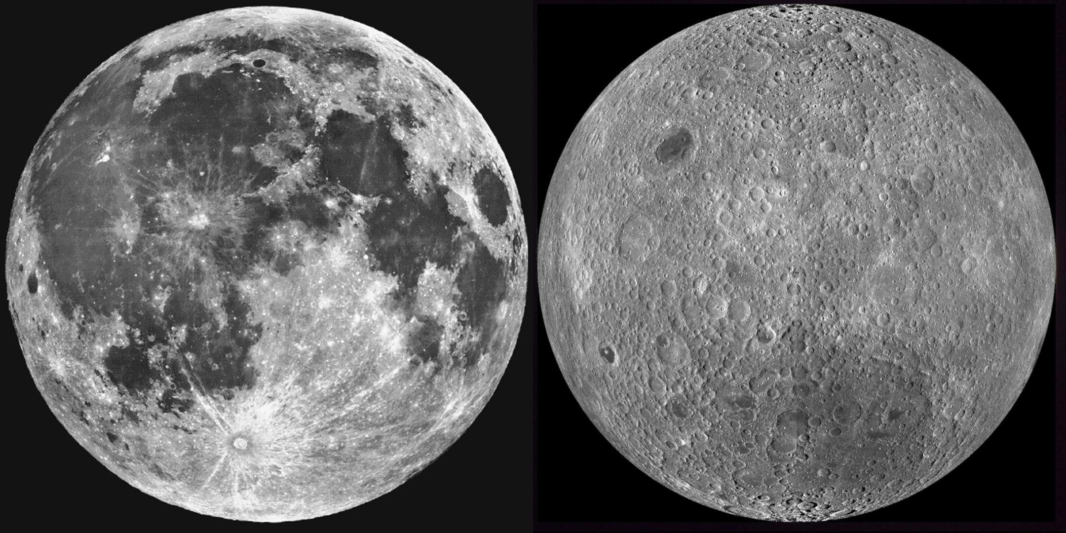 La cara visible i la cara oculta de la Lluna - Crèdit: Lick Observatory- NASA/GSFC/Arizona State University La portaveu del Sindicat, Rebeca Bonache.