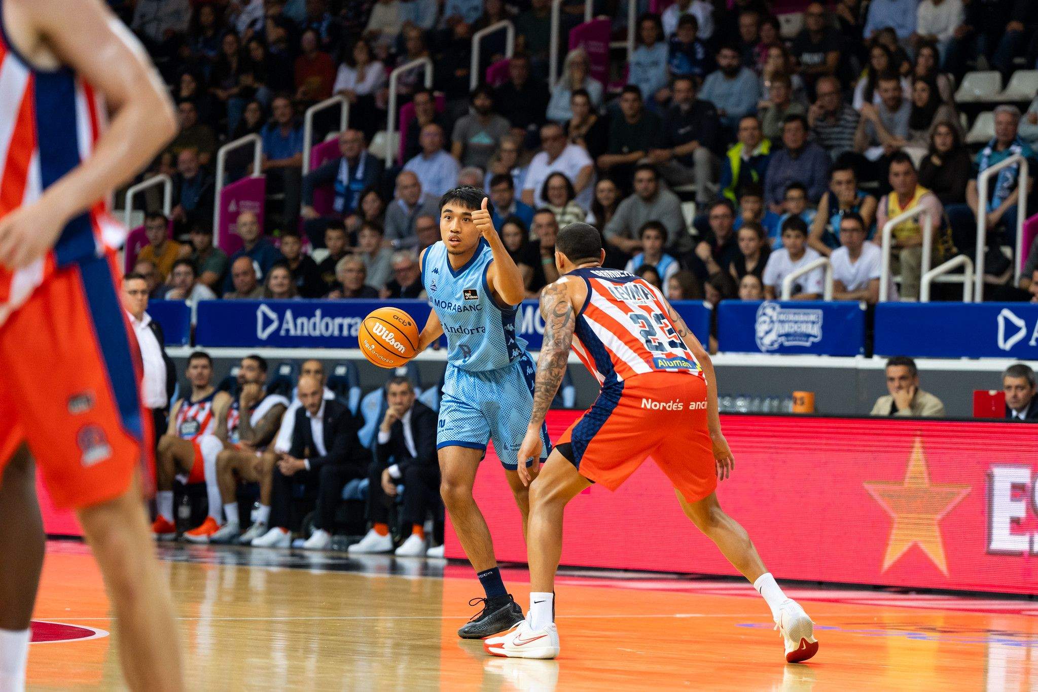 L'andorrà Aaron Ganal, en l'últim duel a casa contra el Leyma Coruña. 