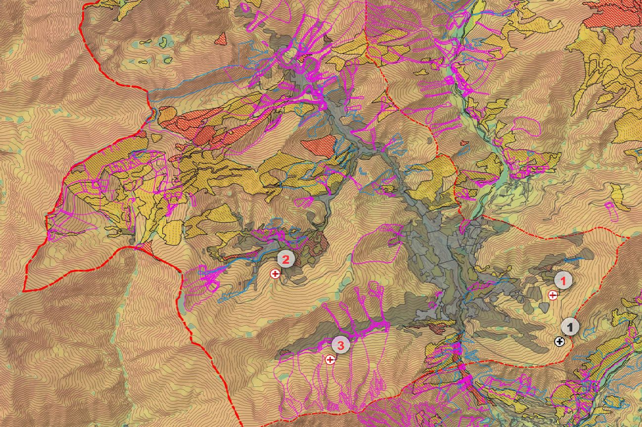 Mapa de les possibles ubicacions dels abocadors, amb l'antic de Beixalís marcat en negre. Mapa de les possibles ubicacions dels abocadors, amb l'antic de Beixalís marcat en negre.