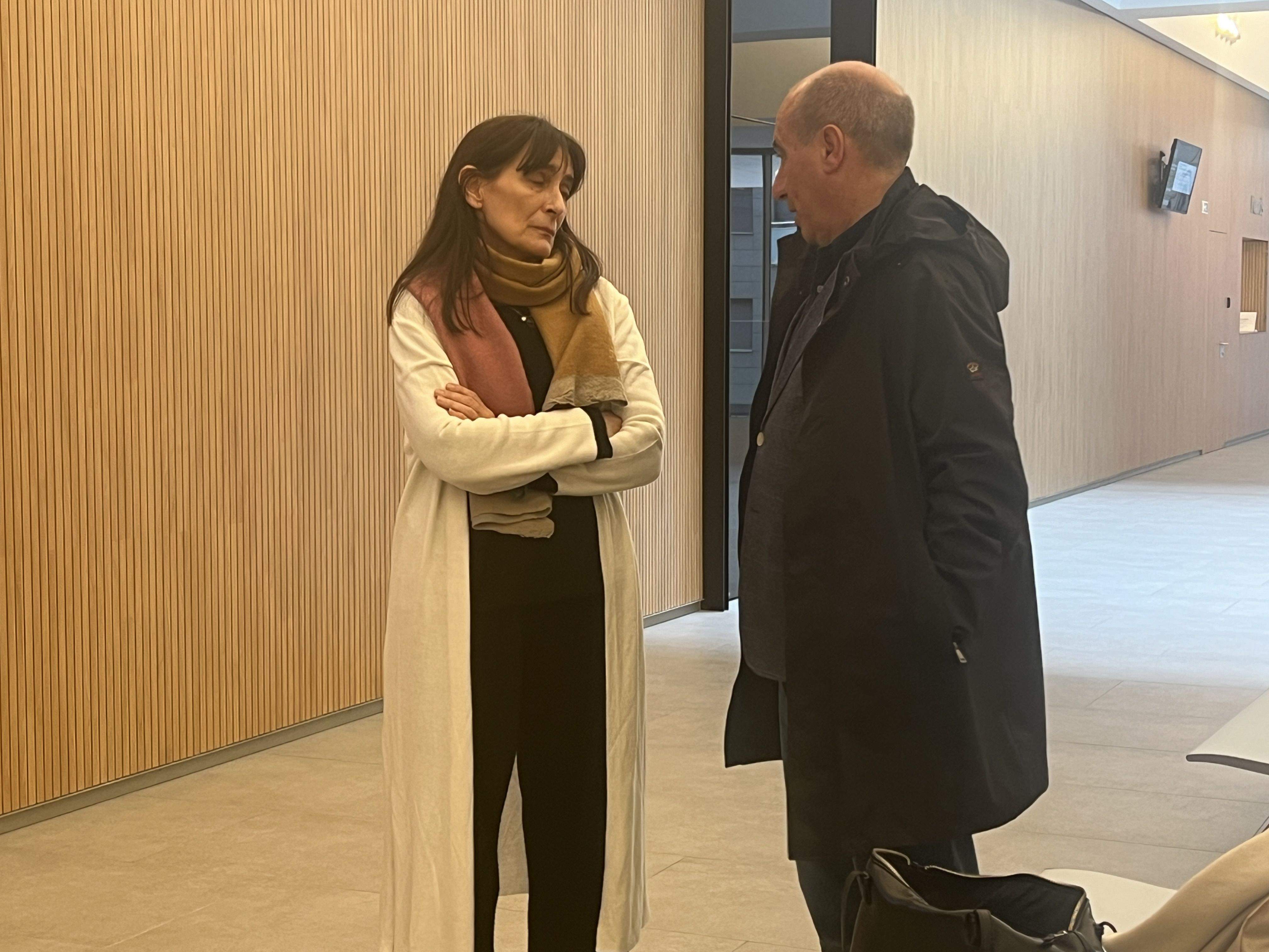 Mercedes Chamorro i Alfons Clavera aquest migdia a la Seu de la Justícia.