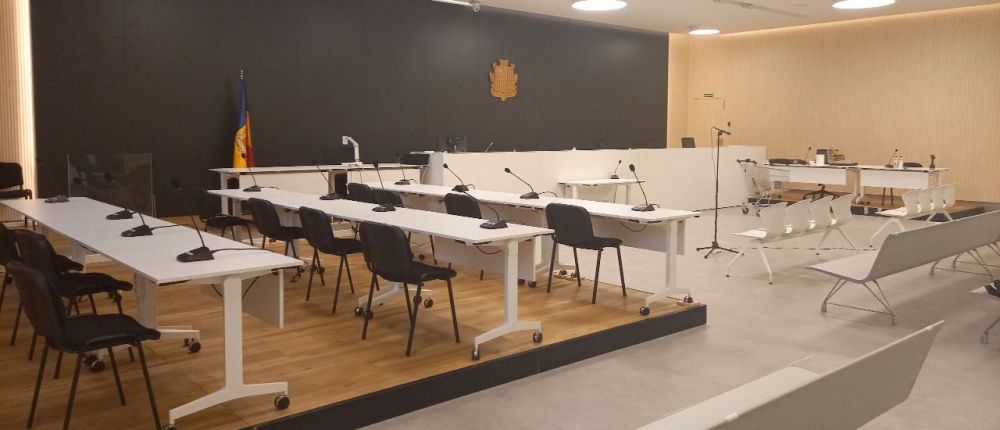 Una vista de la sala on s'ha fet el judici. Una vista de la sala on s'ha fet el judici.