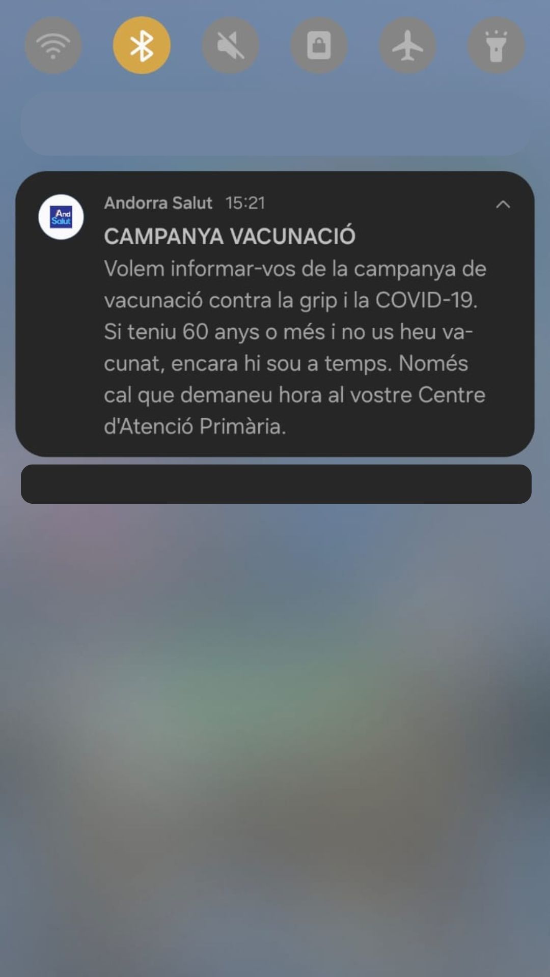 Una imatge d'una notificació de l'App.