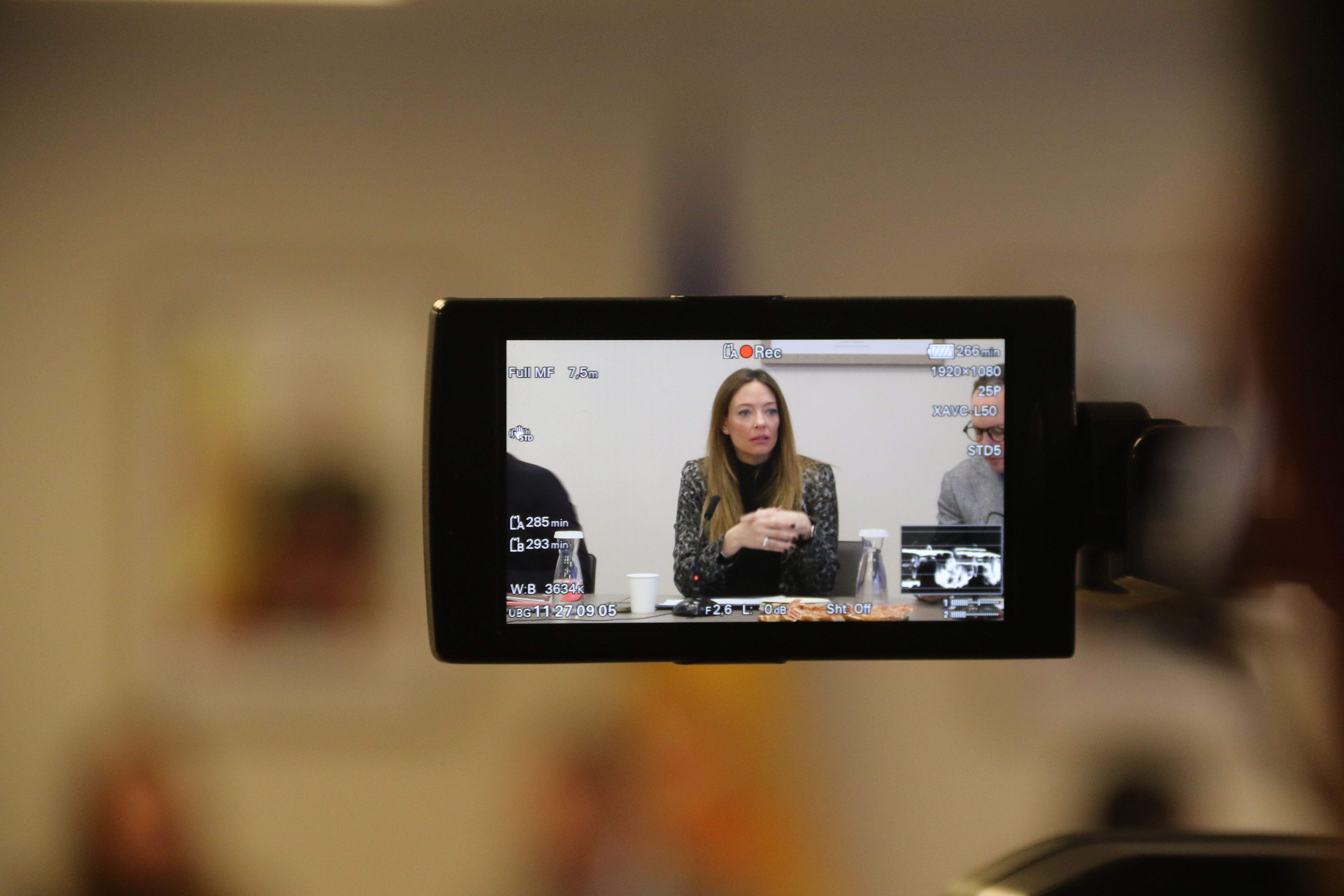 La ministra de Salut, Helena Mas, durant la seva intervenció en la trobada amb els mitjans de comunicació.