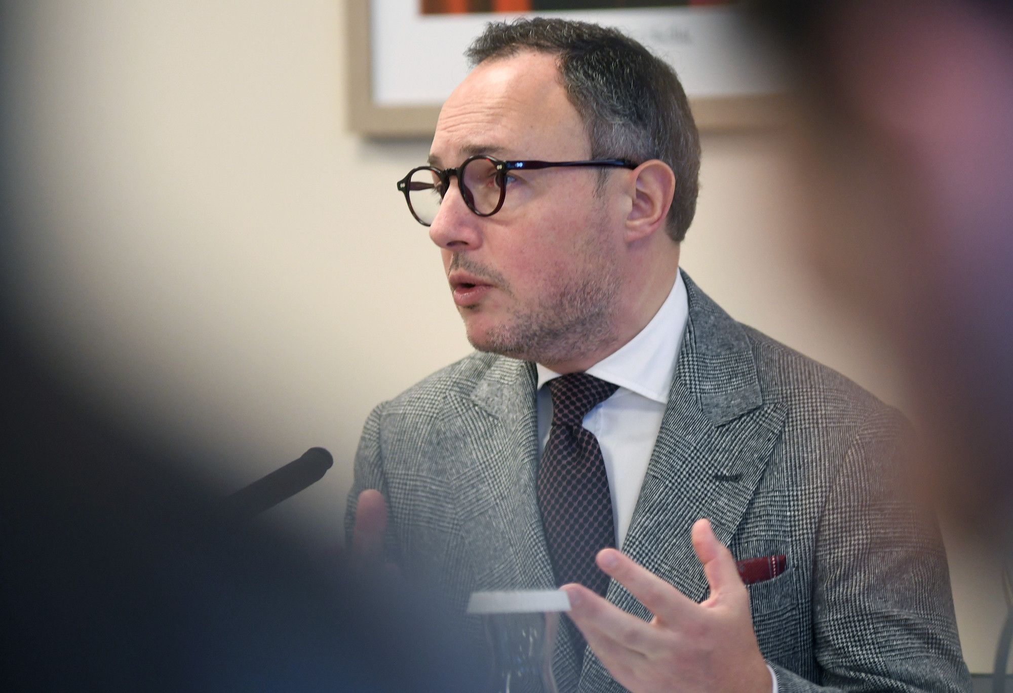 Xavier Espot durant l'esmorzar de Nadal amb la premsa.