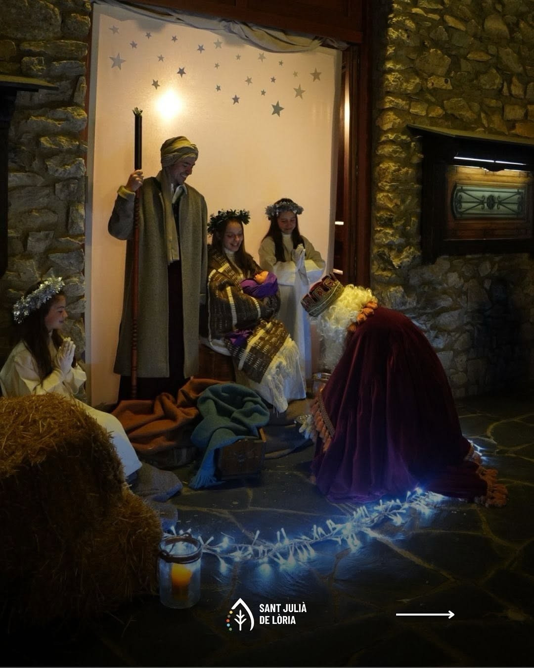 El Melcior de Sant Julià adorant el pessebre a l'antic comú. (Comú de Sant Julià)