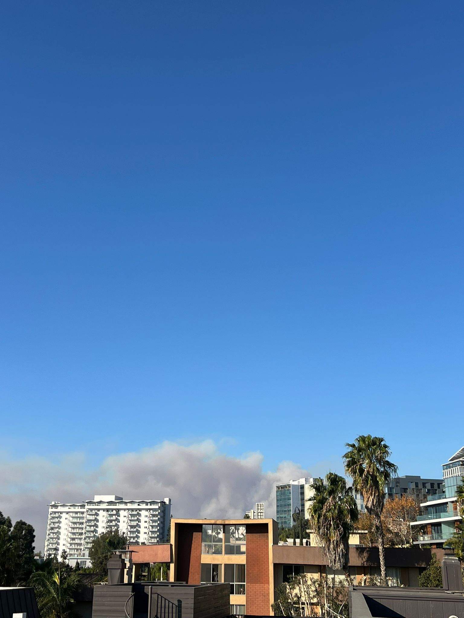 Les columnes de fum vistes des de West Hollywood. Les columnes de fum vistes des de West Hollywood.