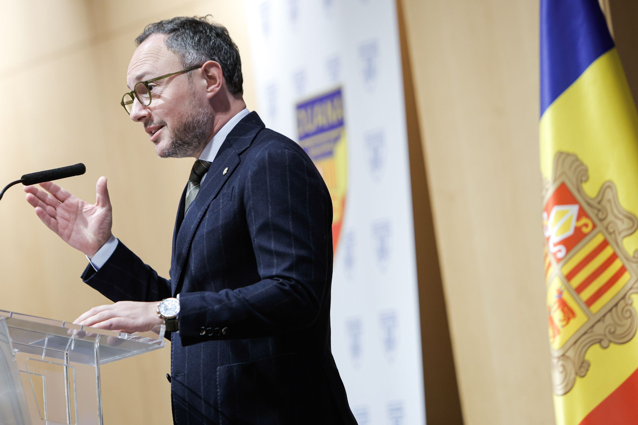 El cap de Govern, Xavier Espot, durant l'acte dels duaners la setmana passada.