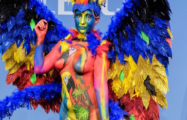 El disseny que va presentar a la final, inspirat en els colors de la bandera andorrana.