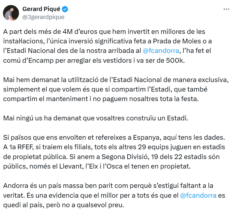 Aquest ha estat el tuit de Piqué. Aquest ha estat el tuit de Piqué.