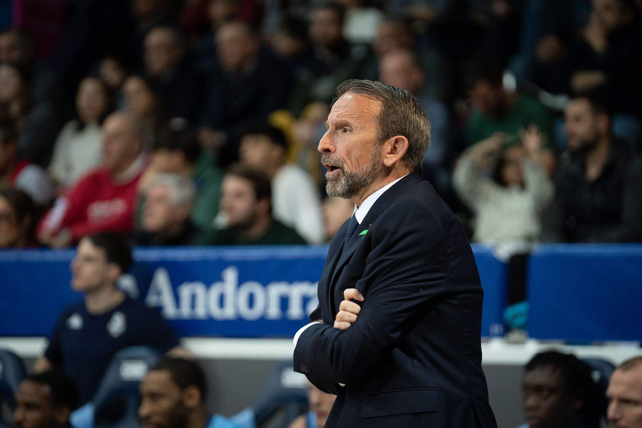 Joan Plaza, durant el duel del passat dissabte contra el València Basket.