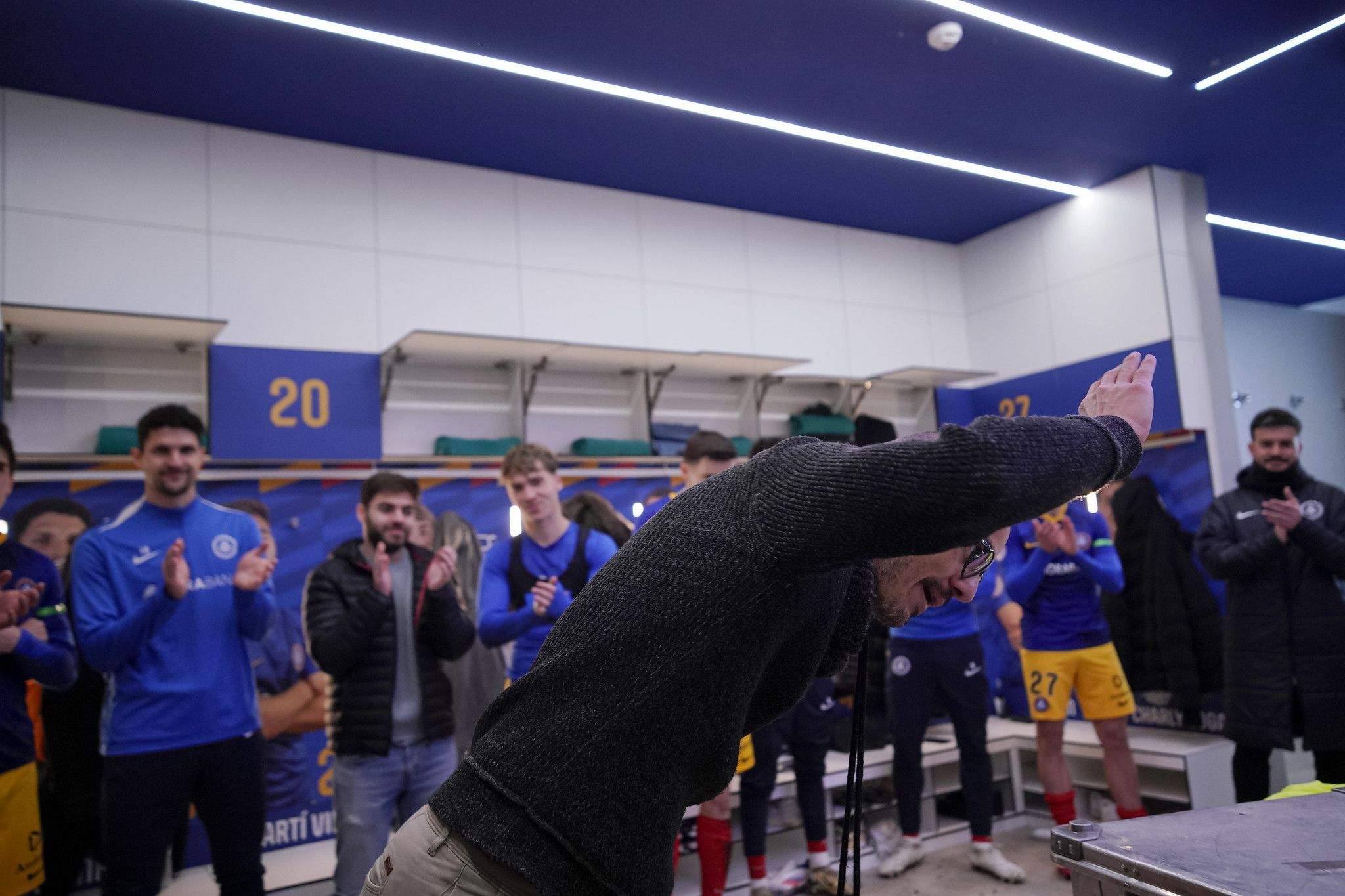 'Beto' Company, al vestidor de l'FC Andorra després del triomf contra el Lugo. 'Beto' Company, al vestidor de l'FC Andorra després del triomf contra el Lugo.