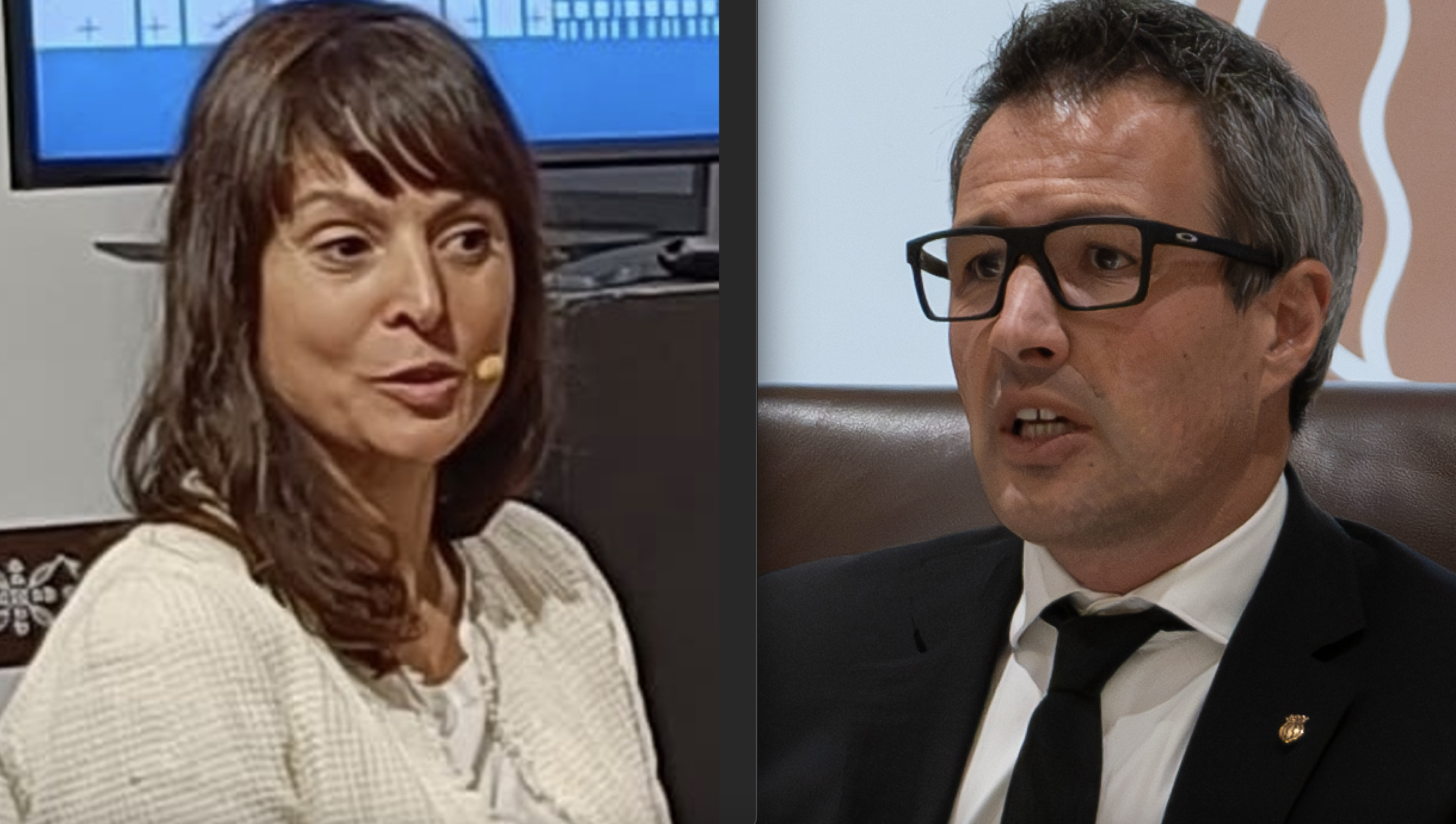 Marta Domènech i David Astrié en sengles actes públics.