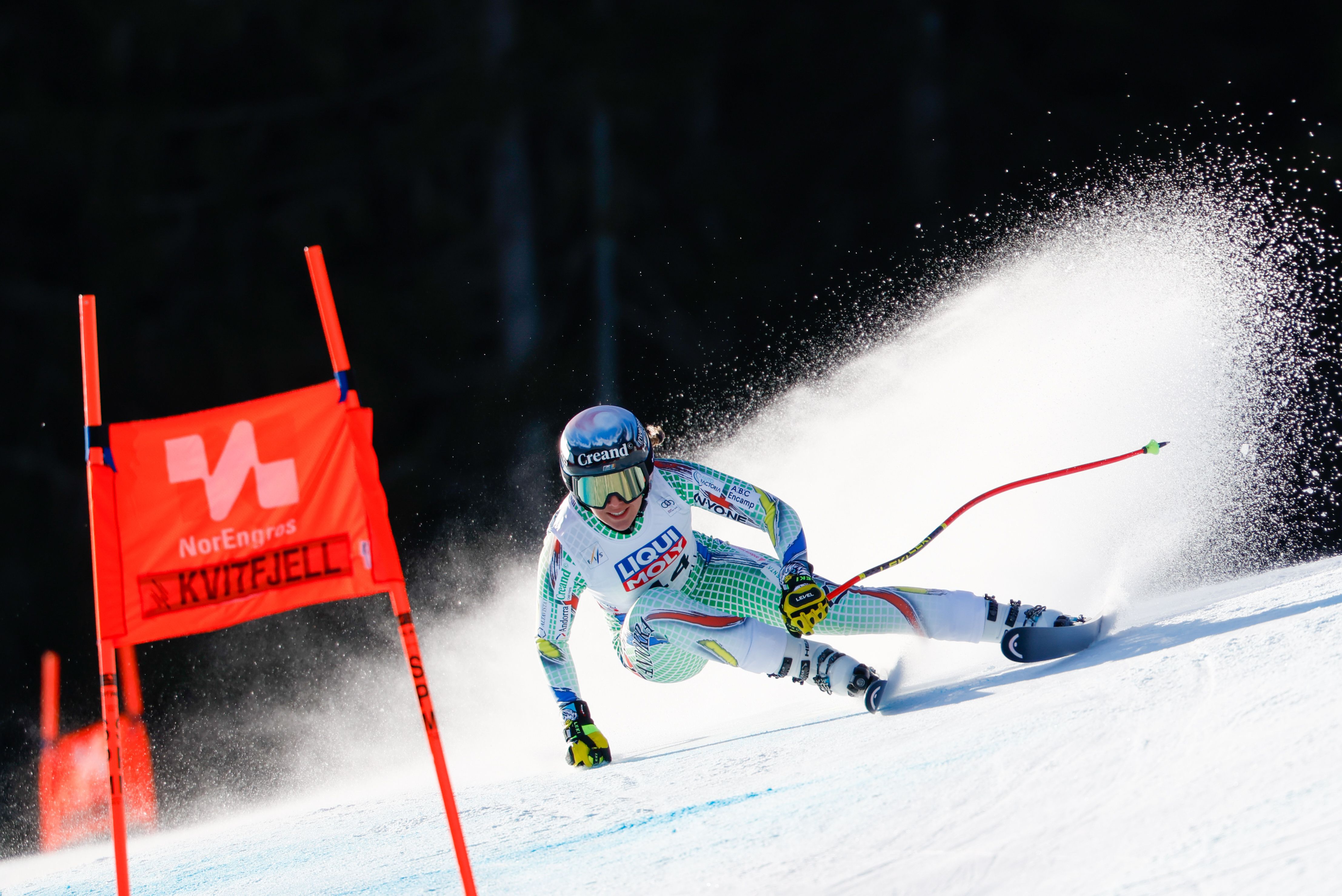 Cande Moreno, a la cursa de descens de la WC de Kvitfjell.