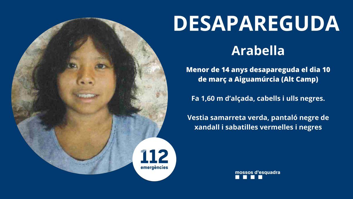 Una imatge d'Arabella distribuïda pels mossos.