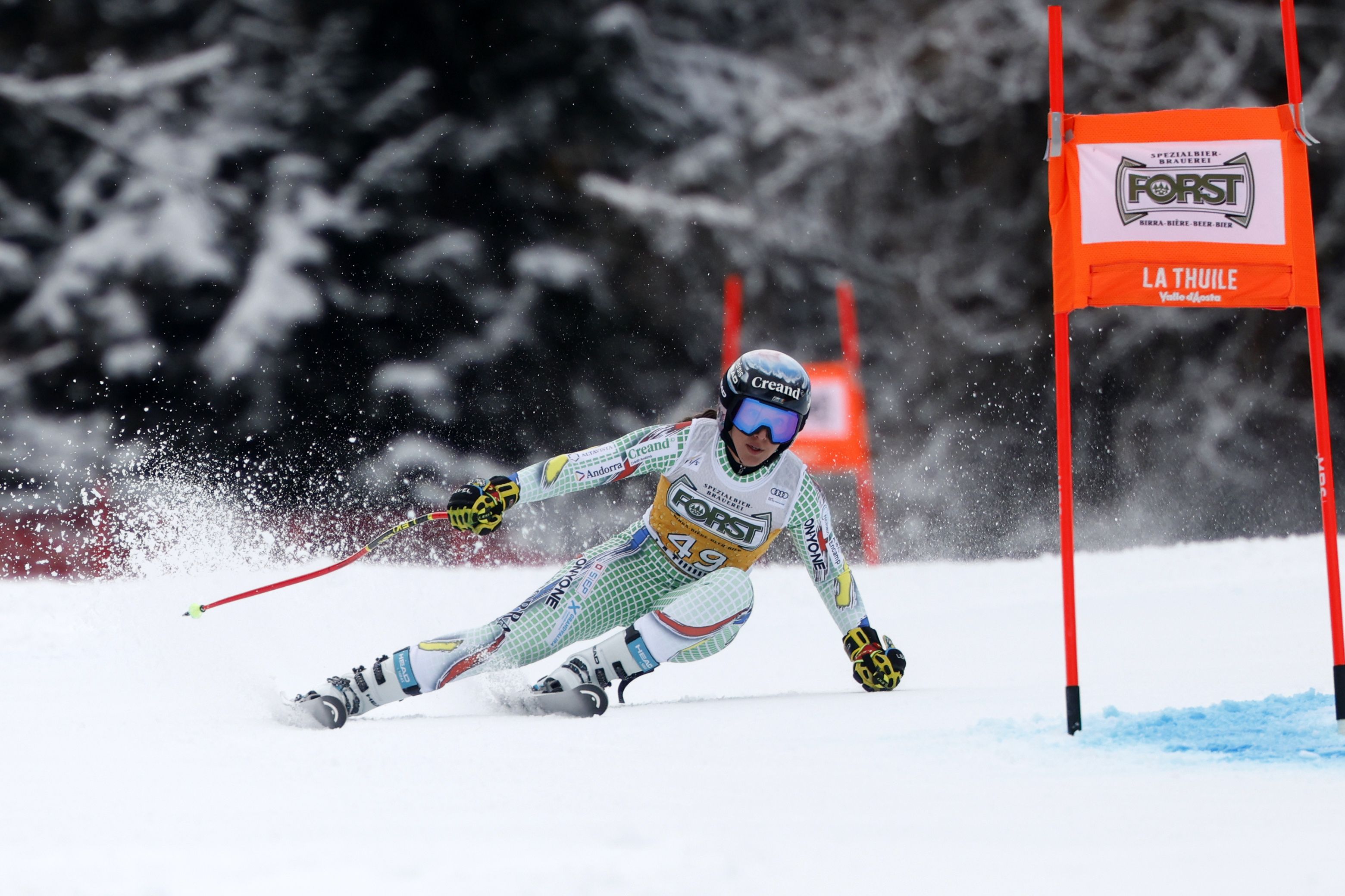 Cande Moreno durant el supergegant de La Thuile.