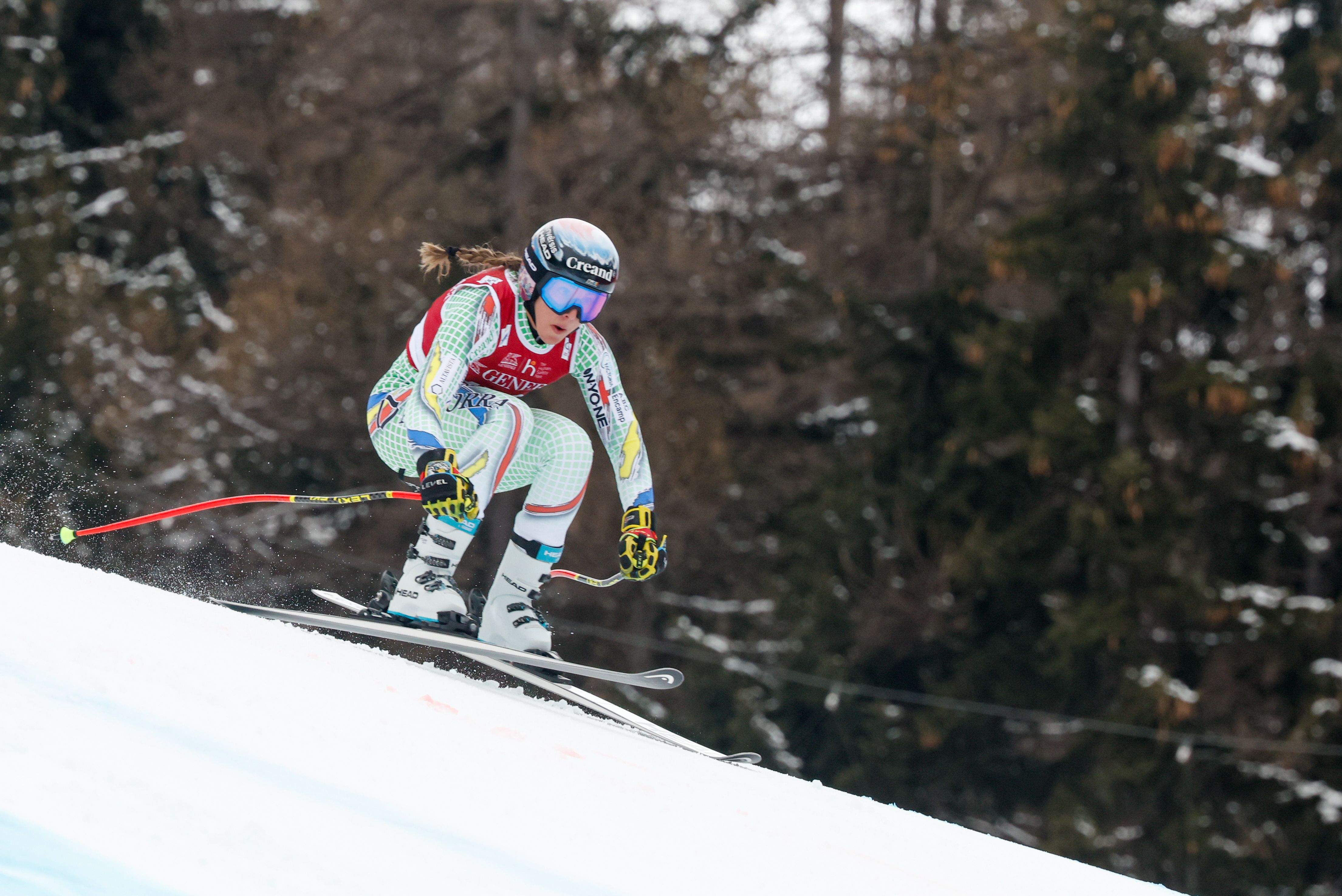 Cande Moreno durant el supergegant de la Copa del Món de La Thuile.