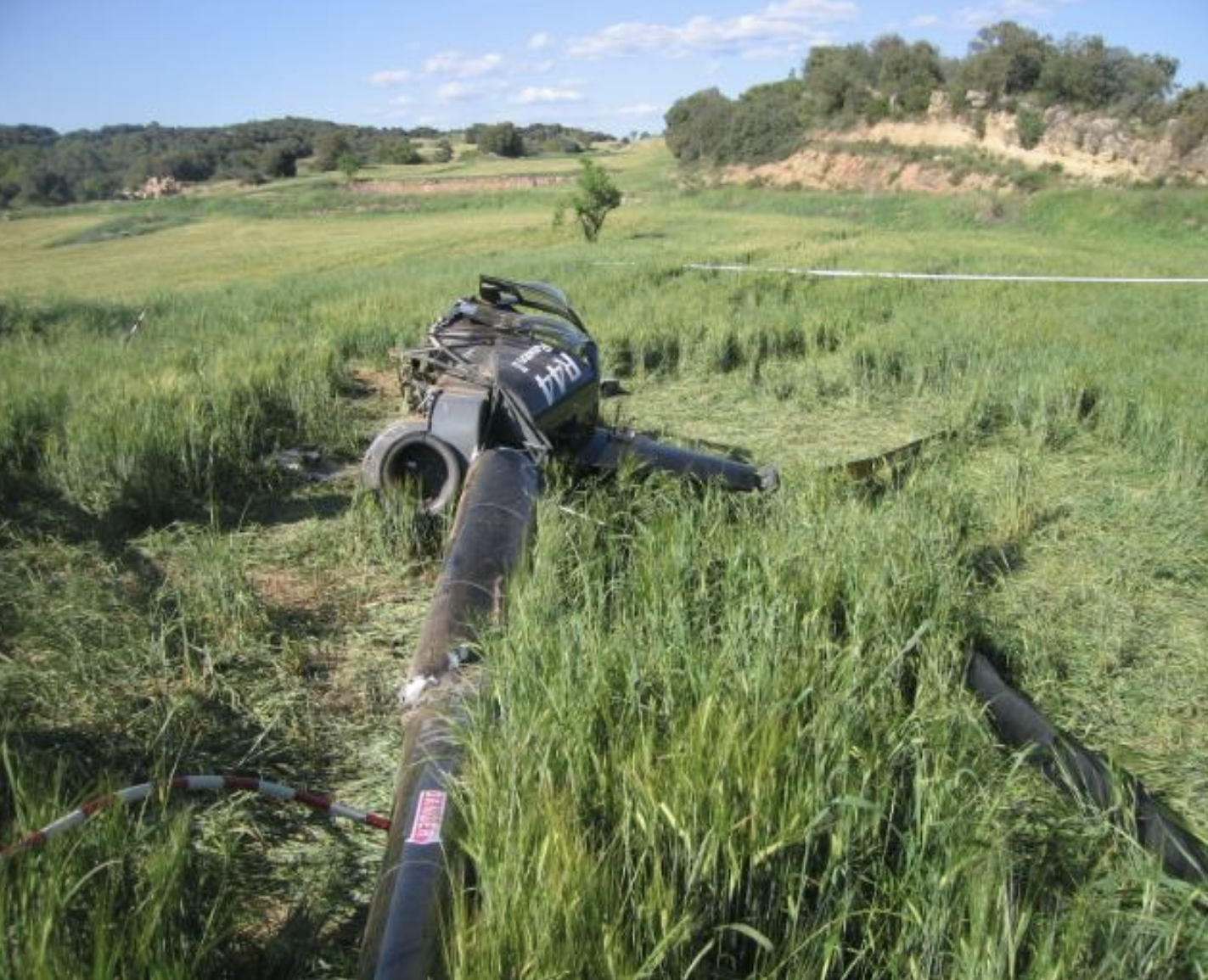 Estat en què va quedar l'aeronau després de l'accident.