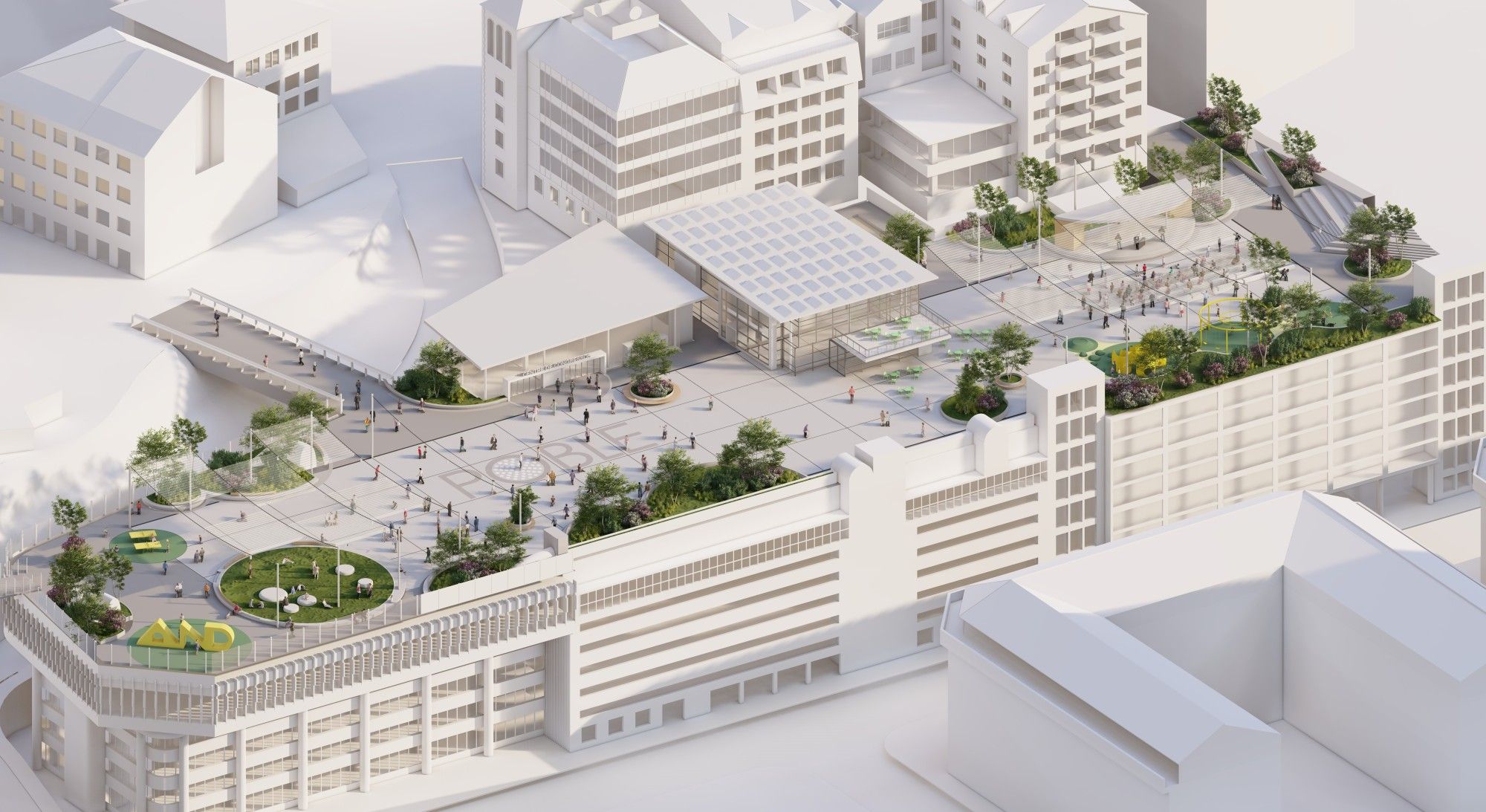 Imatge aèria de com ha de ser la nova plaça. // Comú d'Andorra la Vella Imatge aèria de com ha de ser la nova plaça. // Comú d'Andorra la Vella