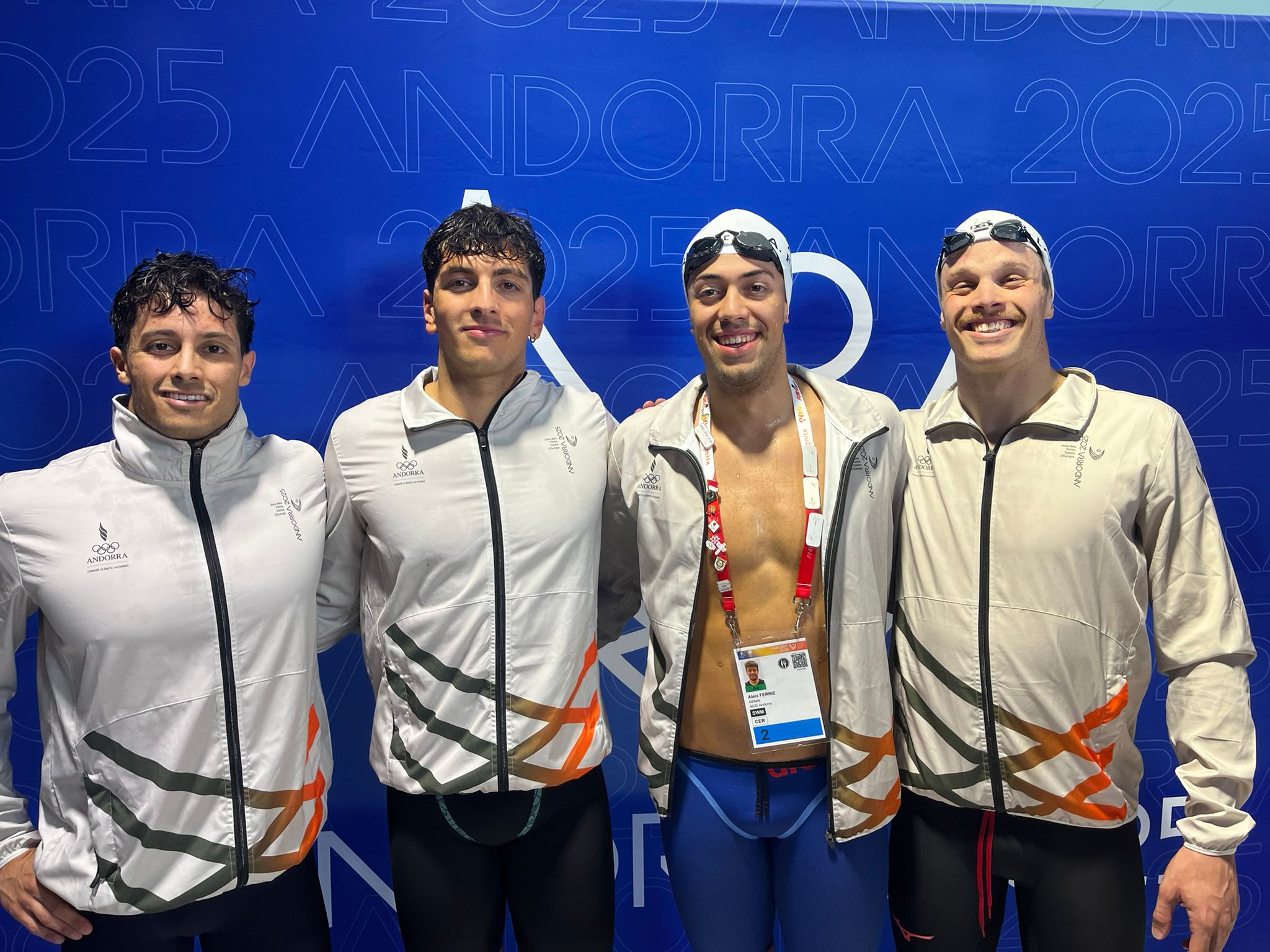 El relleu 4x100, a la zona mixta després d'acabar tercers. El relleu 4x100, a la zona mixta després d'acabar tercers.