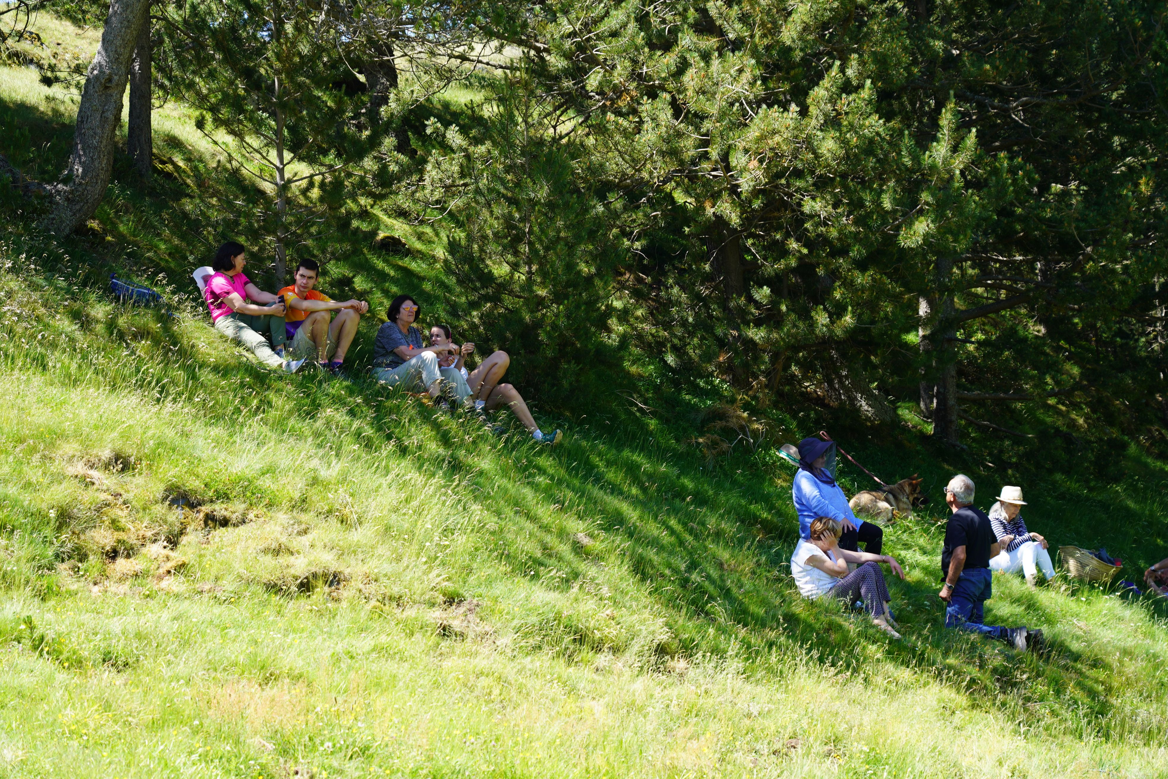 La gent refugiant-se a l'ombra. La gent refugiant-se a l'ombra.
