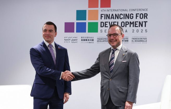 El cap de Govern, Xavier Espot, amb el president de la República de l’Equador, Daniel Noboa Azí El cap de Govern, Xavier Espot, amb el president de la República de l’Equador, Daniel Noboa Azí