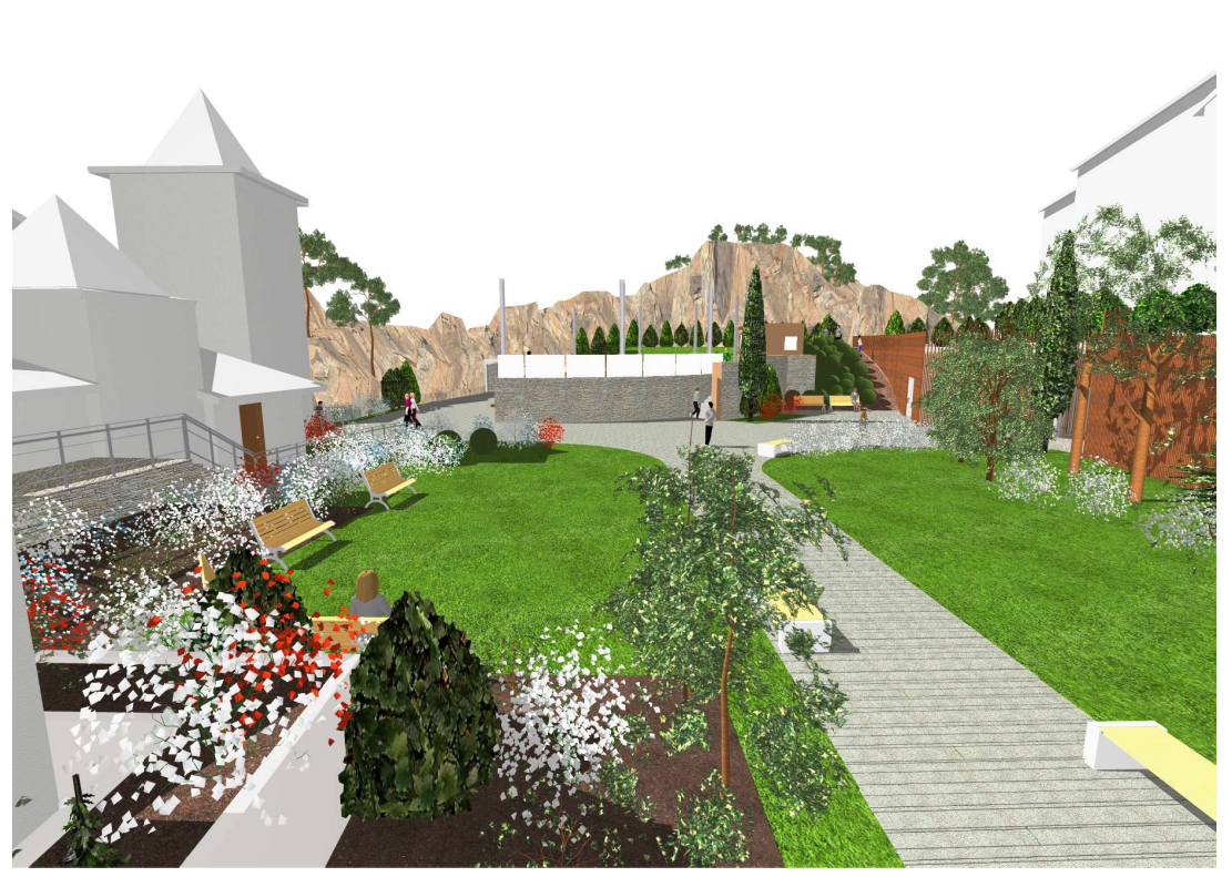 Render entorns Casa de la Vall. Render entorns Casa de la Vall.